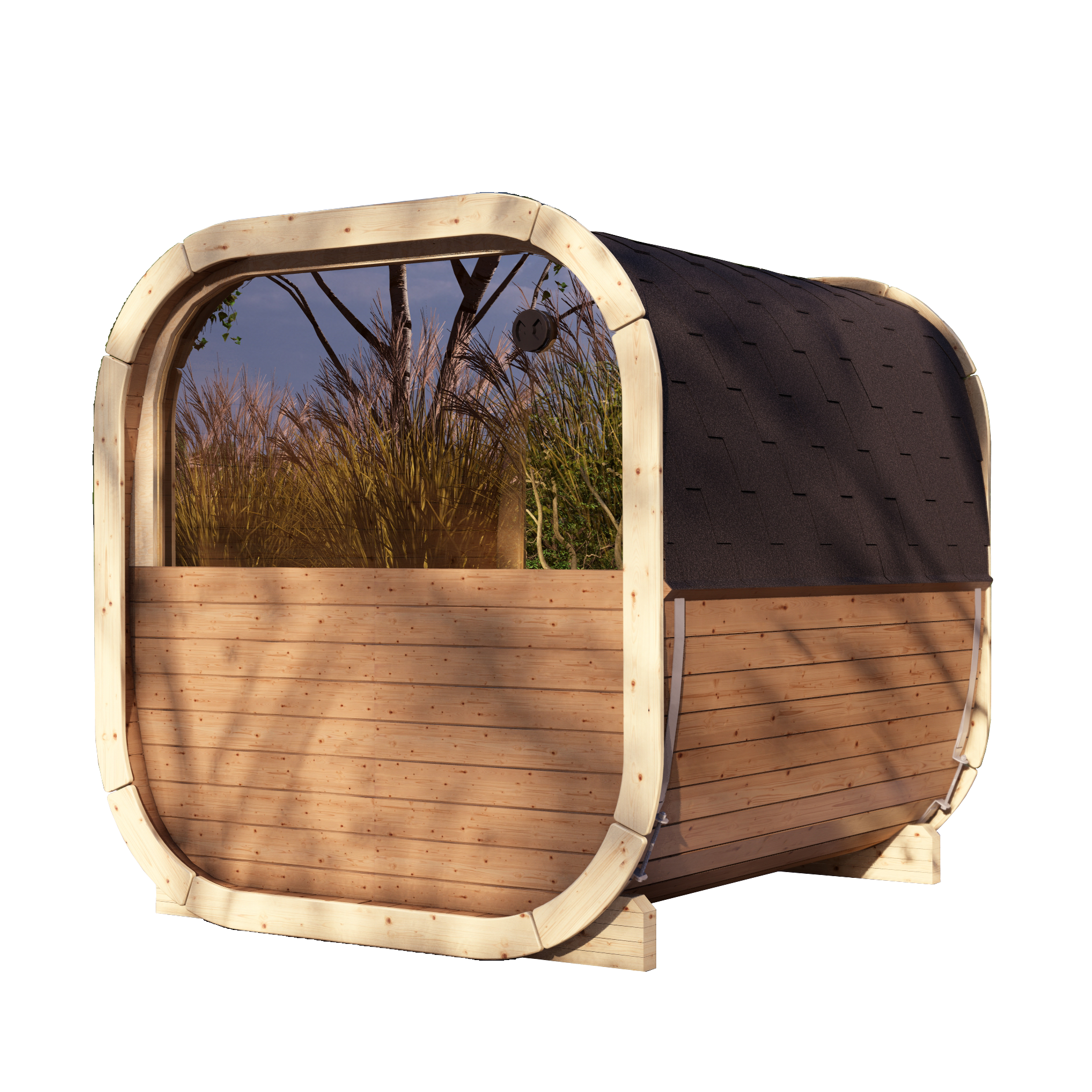 SaunaSupply EKE 220Thermowood Outdoor Cube Sauna - 6 Person