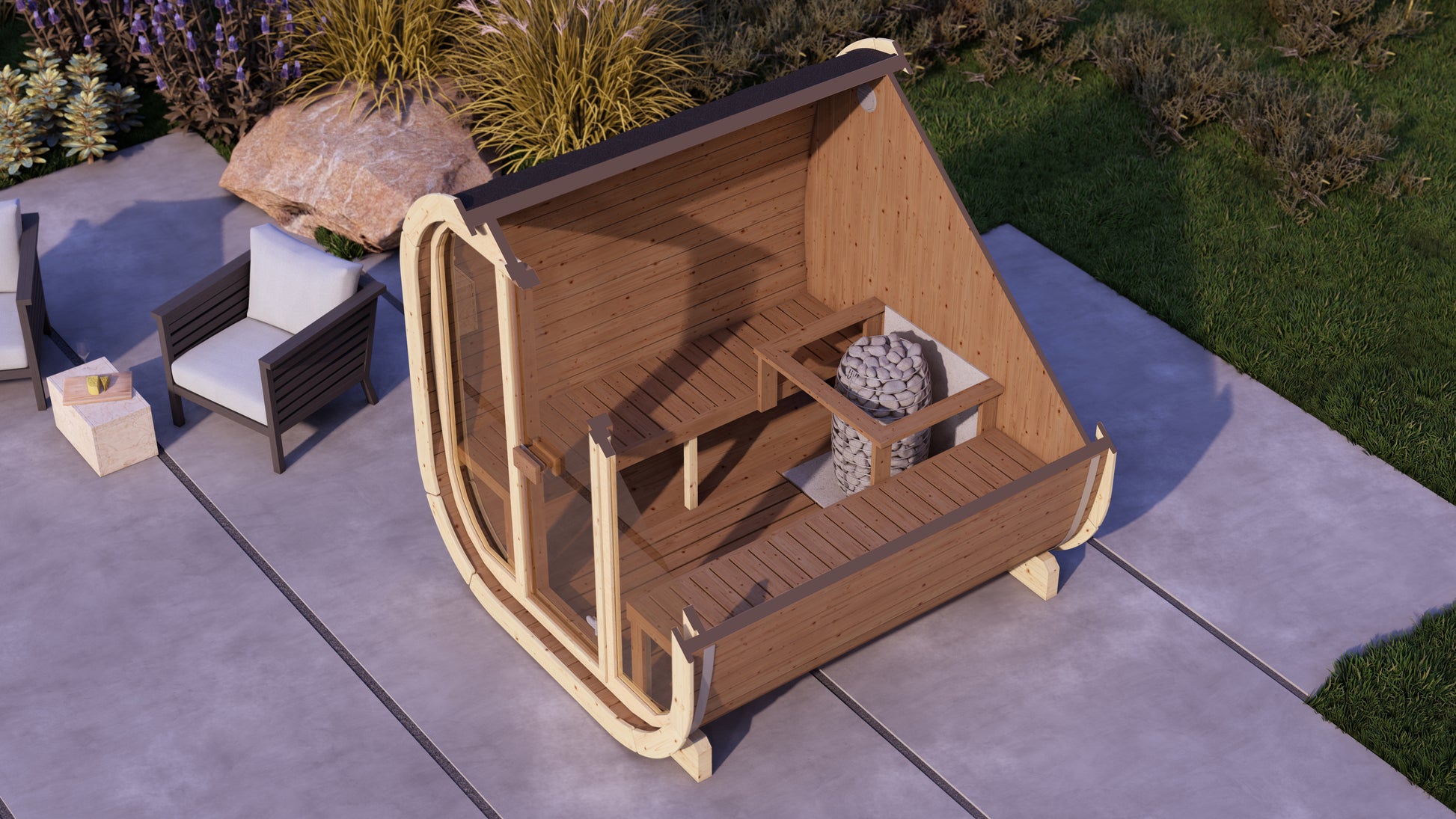 SaunaSupply EKE 220Thermowood Outdoor Cube Sauna - 6 Person