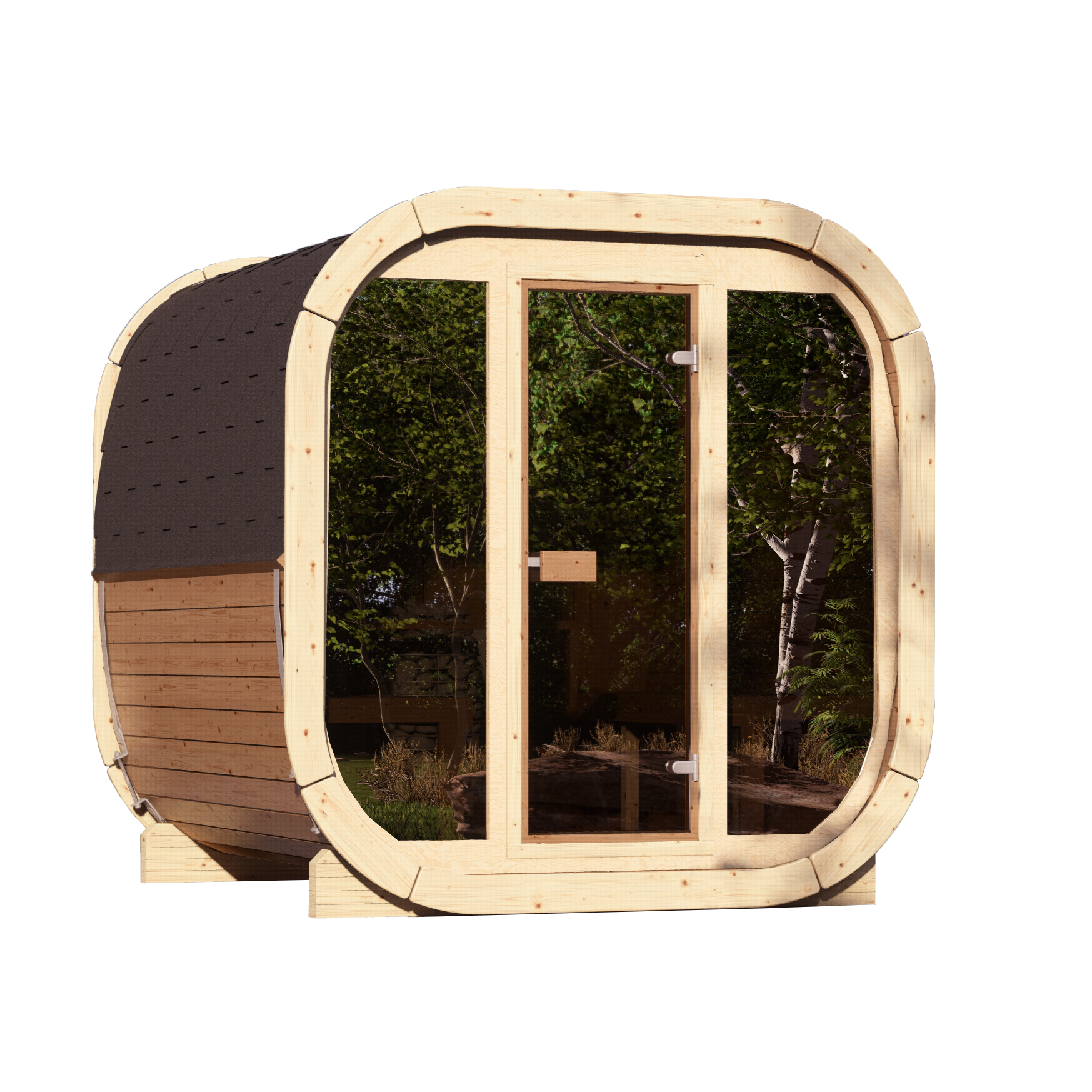 SaunaSupply EKE 220Thermowood Outdoor Cube Sauna - 6 Person