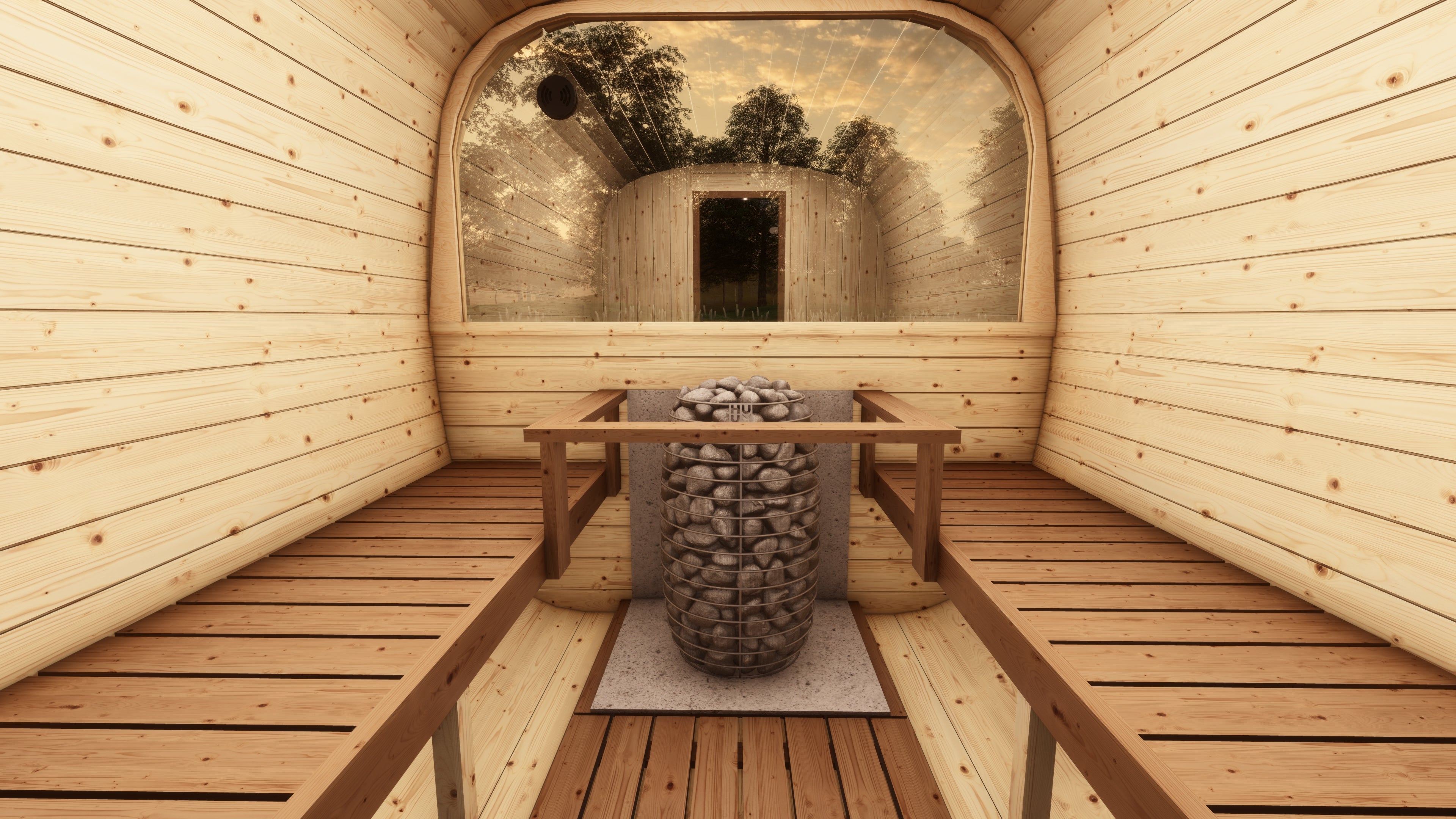 SaunaSupply EKE 280 Thermowood Outdoor Cube Sauna - 6 Person