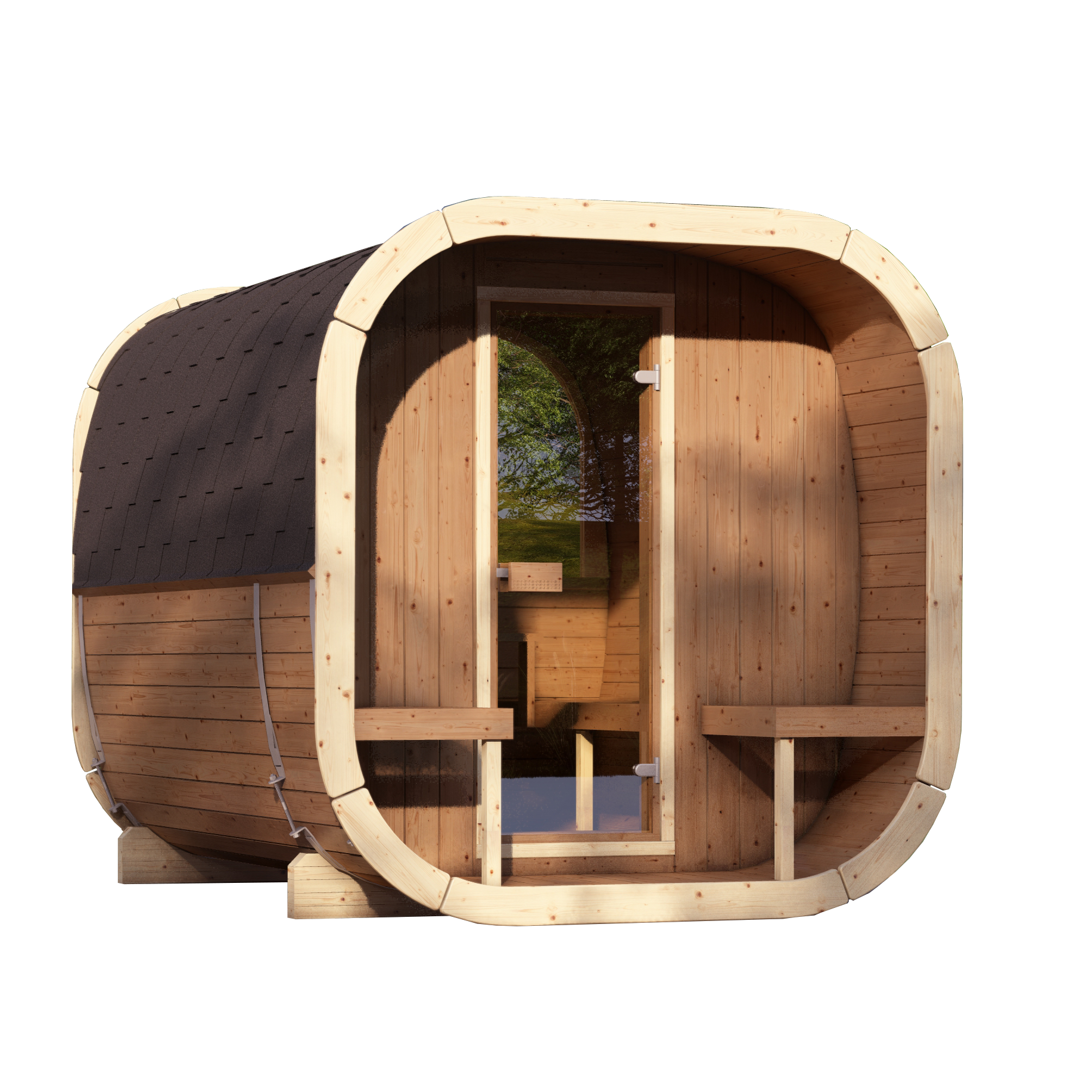 SaunaSupply EKE 280 Thermowood Outdoor Cube Sauna - 6 Person
