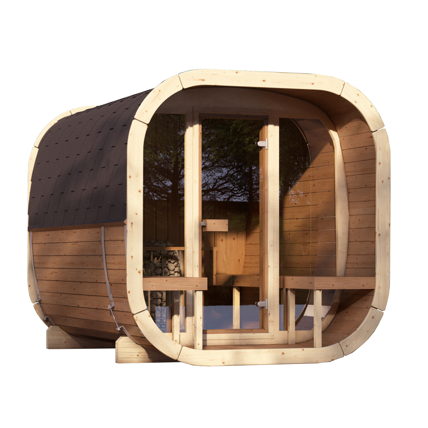 SaunaSupply EKE 280 Thermowood Outdoor Cube Sauna - 6 Person