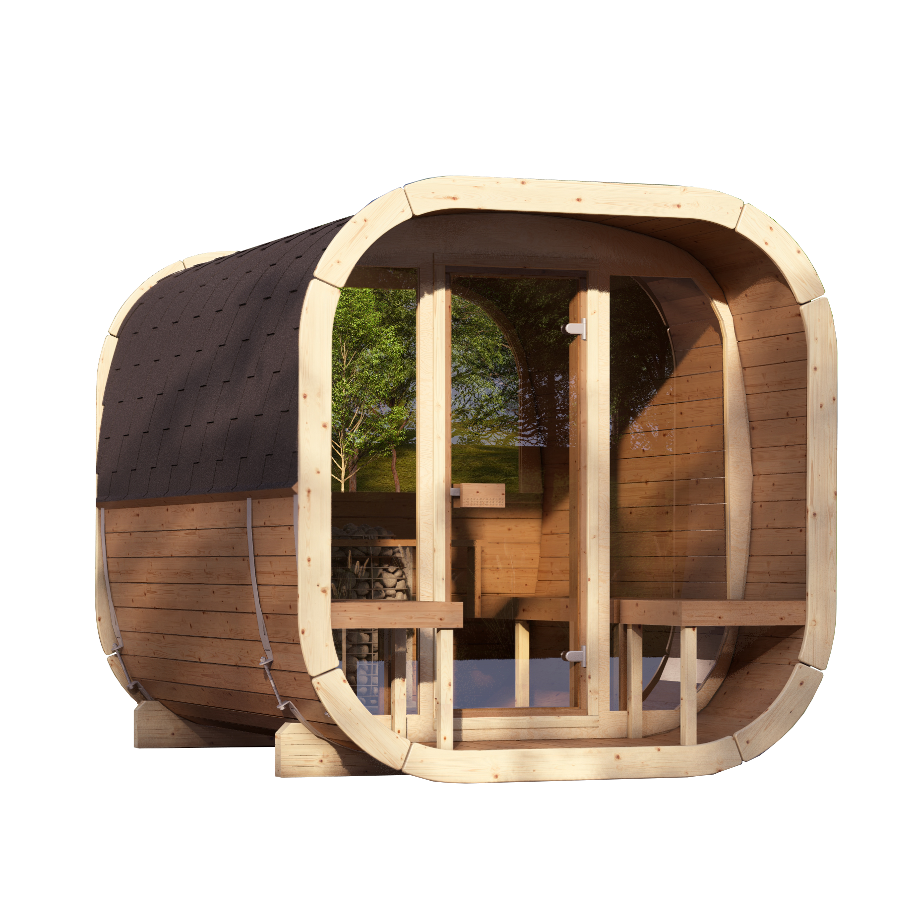SaunaSupply EKE 280 Thermowood Outdoor Cube Sauna - 6 Person