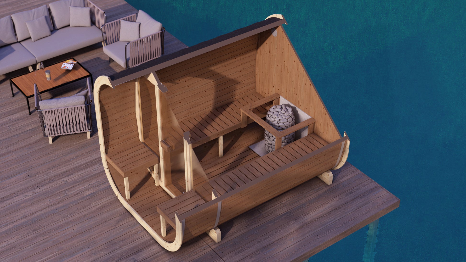 SaunaSupply EKE 280 Thermowood Outdoor Cube Sauna - 6 Person