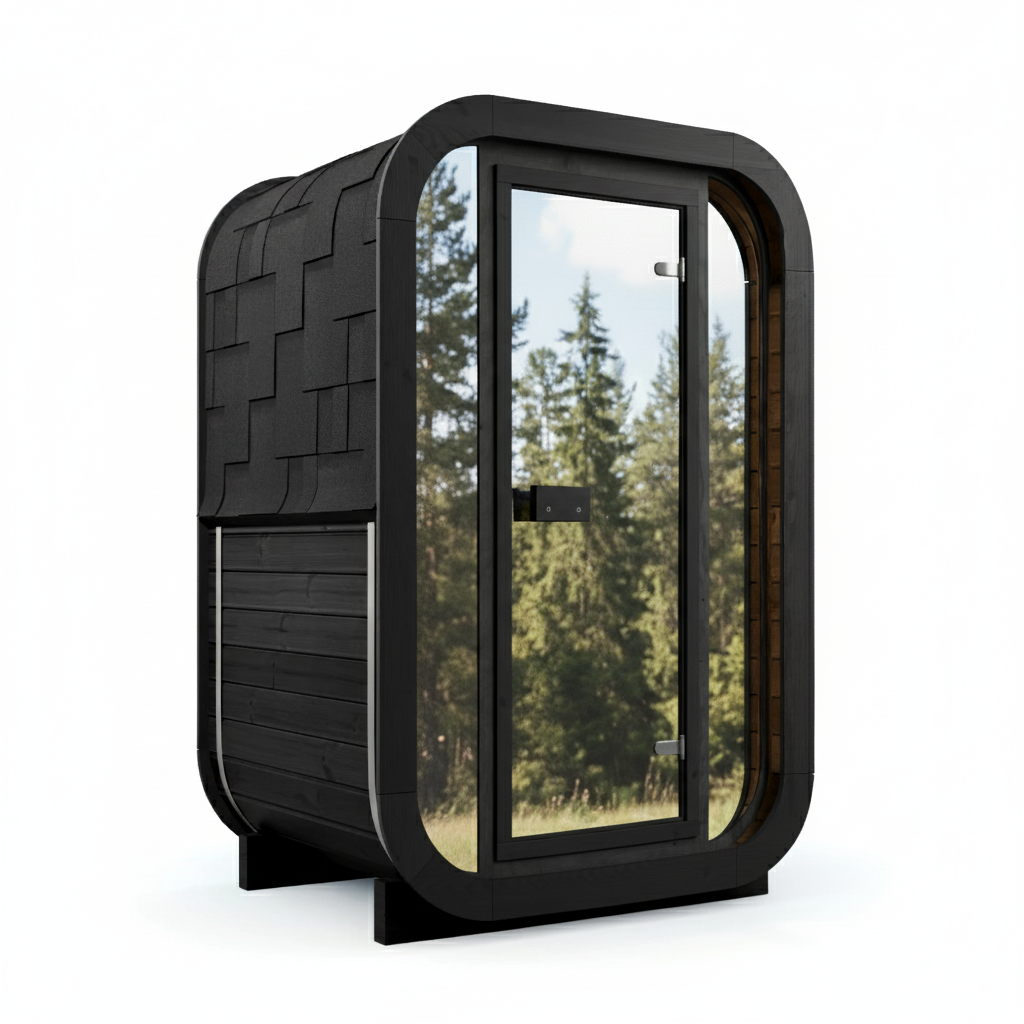 SaunaSupply ULLA Thermowood Outdoor Sauna (painted black on outside) - 2 Person