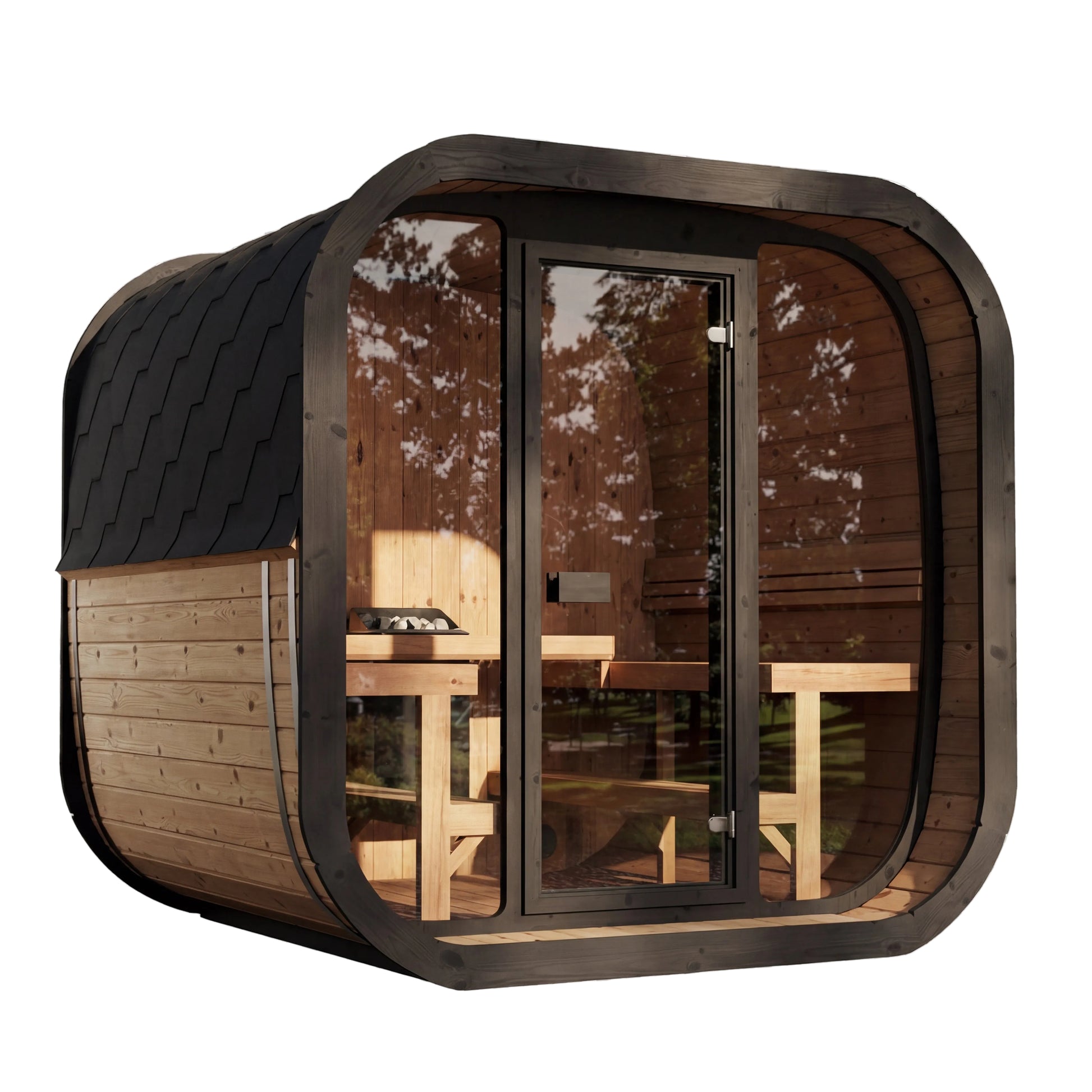 6 Person Extra Large Outdoor Premium Thermowood Cube Sauna - HELK Edition | Home & Garden | Includes SupiOil Protection