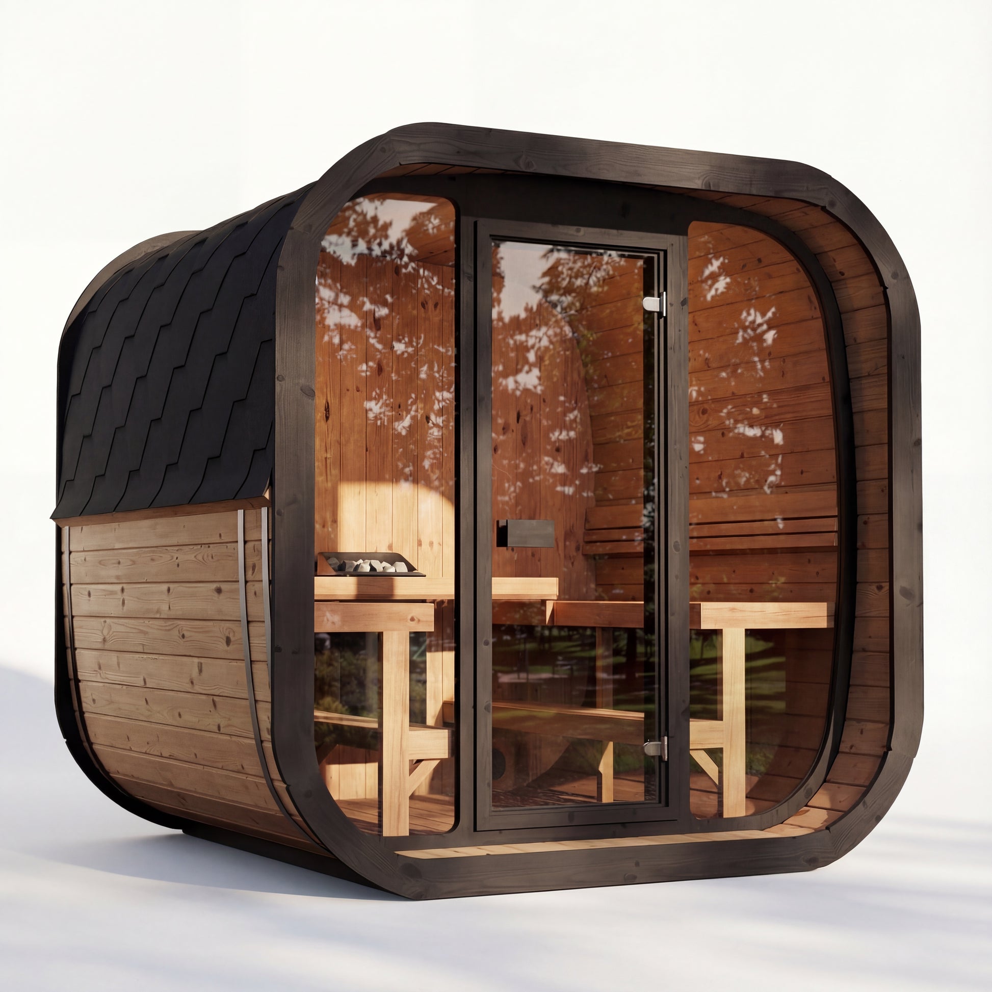 6 Person Extra Large Outdoor Premium Thermowood Cube Sauna - HELK Edition | Home & Garden | Includes SupiOil Protection