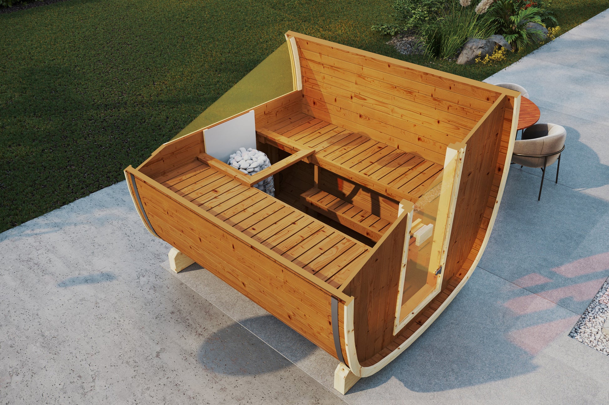 SaunaSupply UKU 230 Thermowood Outdoor Cube Sauna II - 3/4 Person