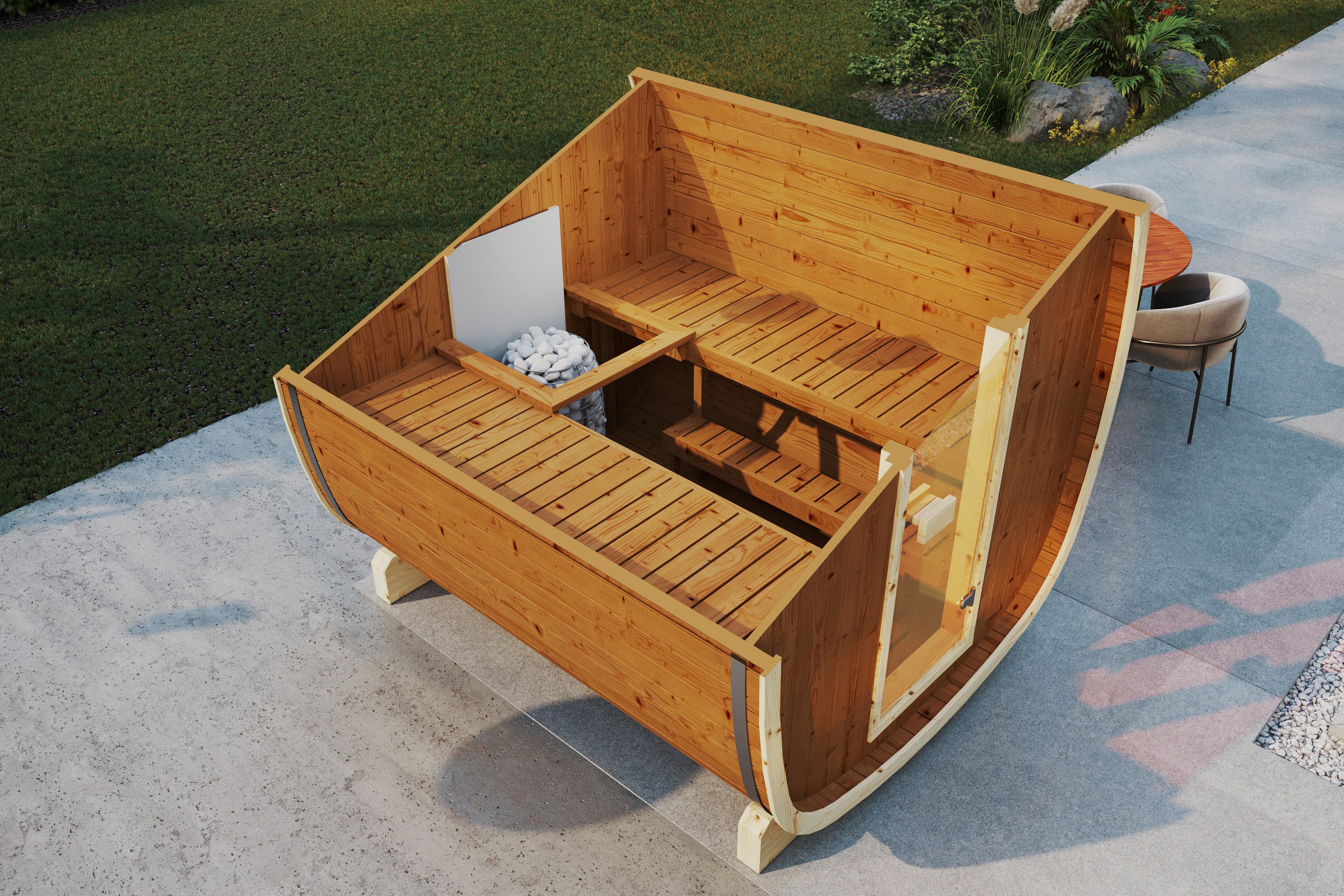 SaunaSupply UKU 230 Thermowood Outdoor Cube Sauna II - 3/4 Person