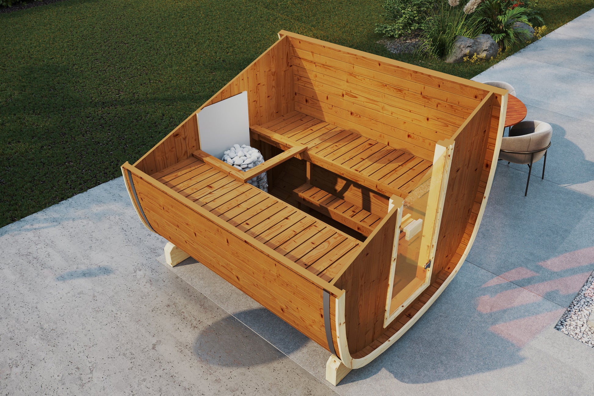 SaunaSupply UKU 230 Thermowood Outdoor Cube Sauna II - 3/4 Person