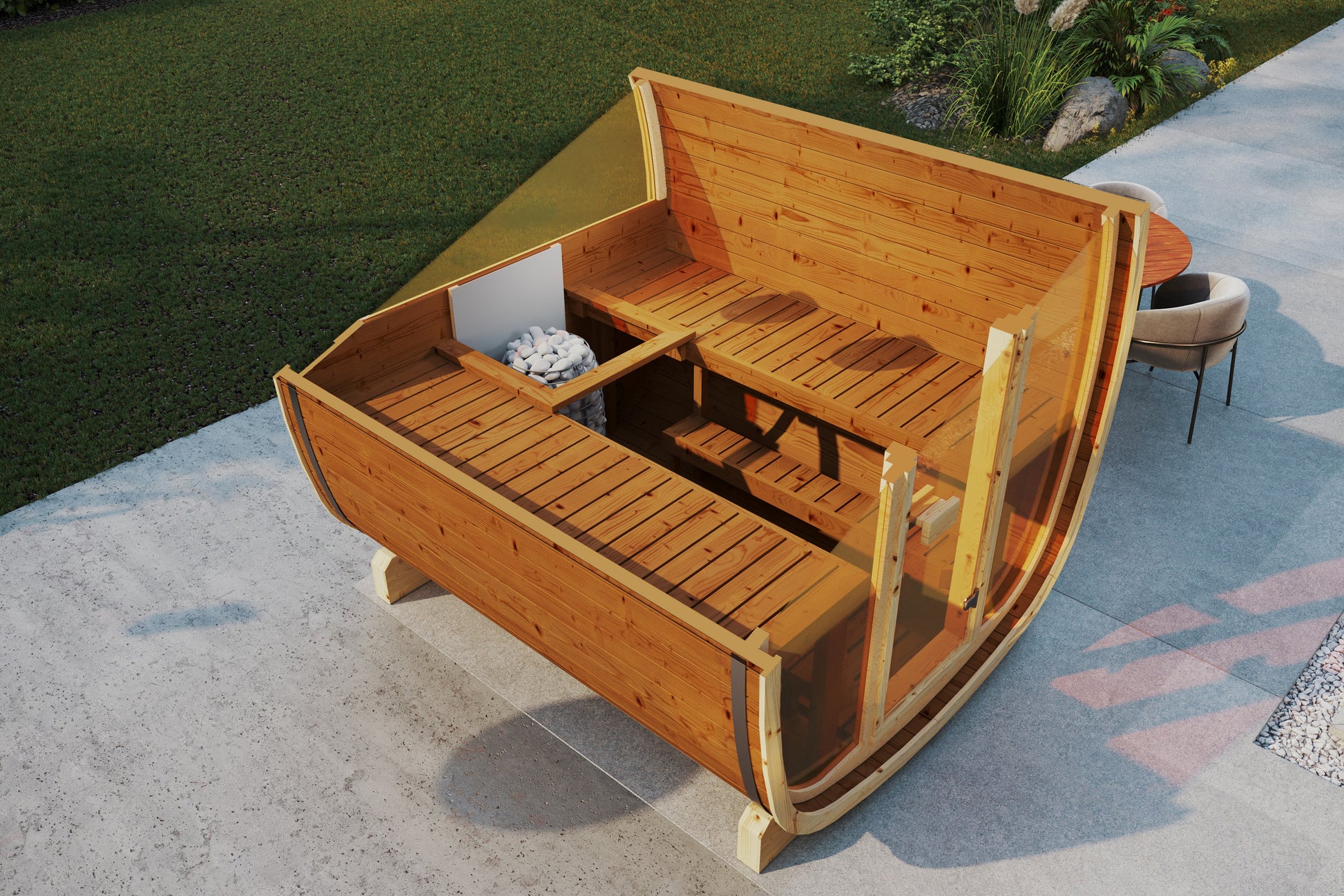 SaunaSupply UKU 230 Thermowood Outdoor Cube Sauna II - 3/4 Person