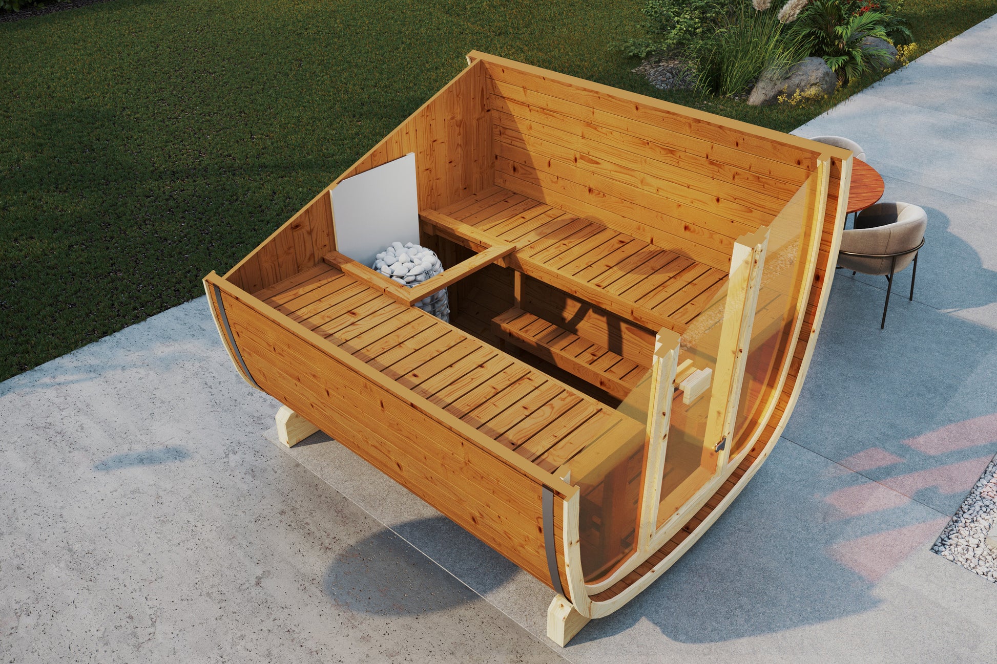 SaunaSupply UKU 230 Thermowood Outdoor Cube Sauna II - 3/4 Person