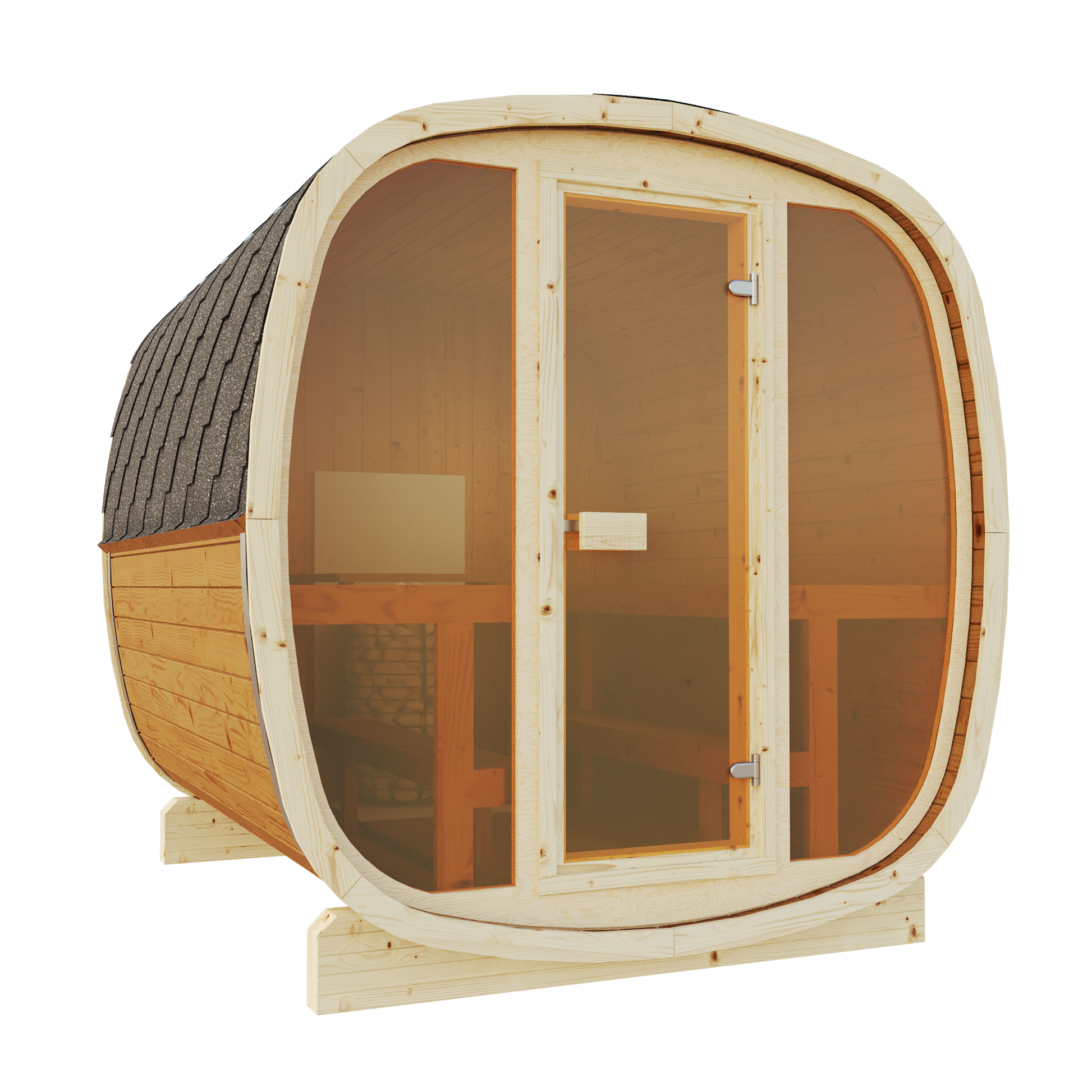 SaunaSupply UKU 230 Thermowood Outdoor Cube Sauna II - 3/4 Person