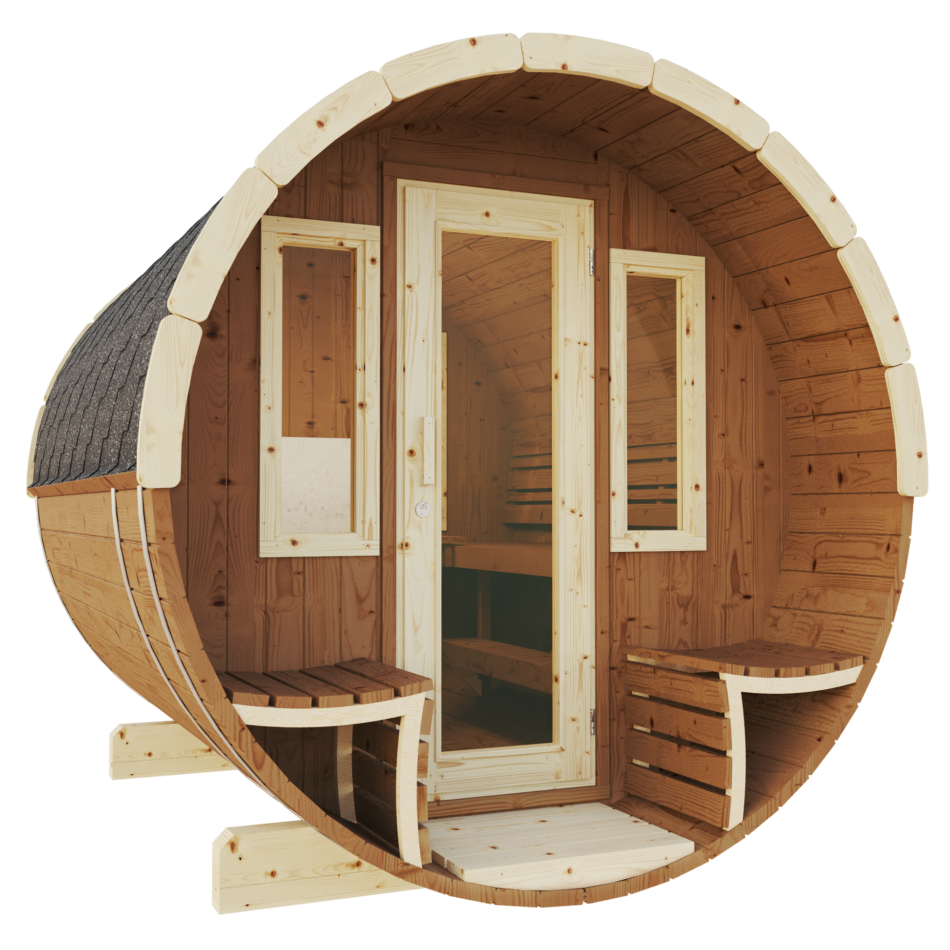 SaunaSupply ITI 280 Deluxe Thermowood Outdoor Barrel Sauna - 8 People
