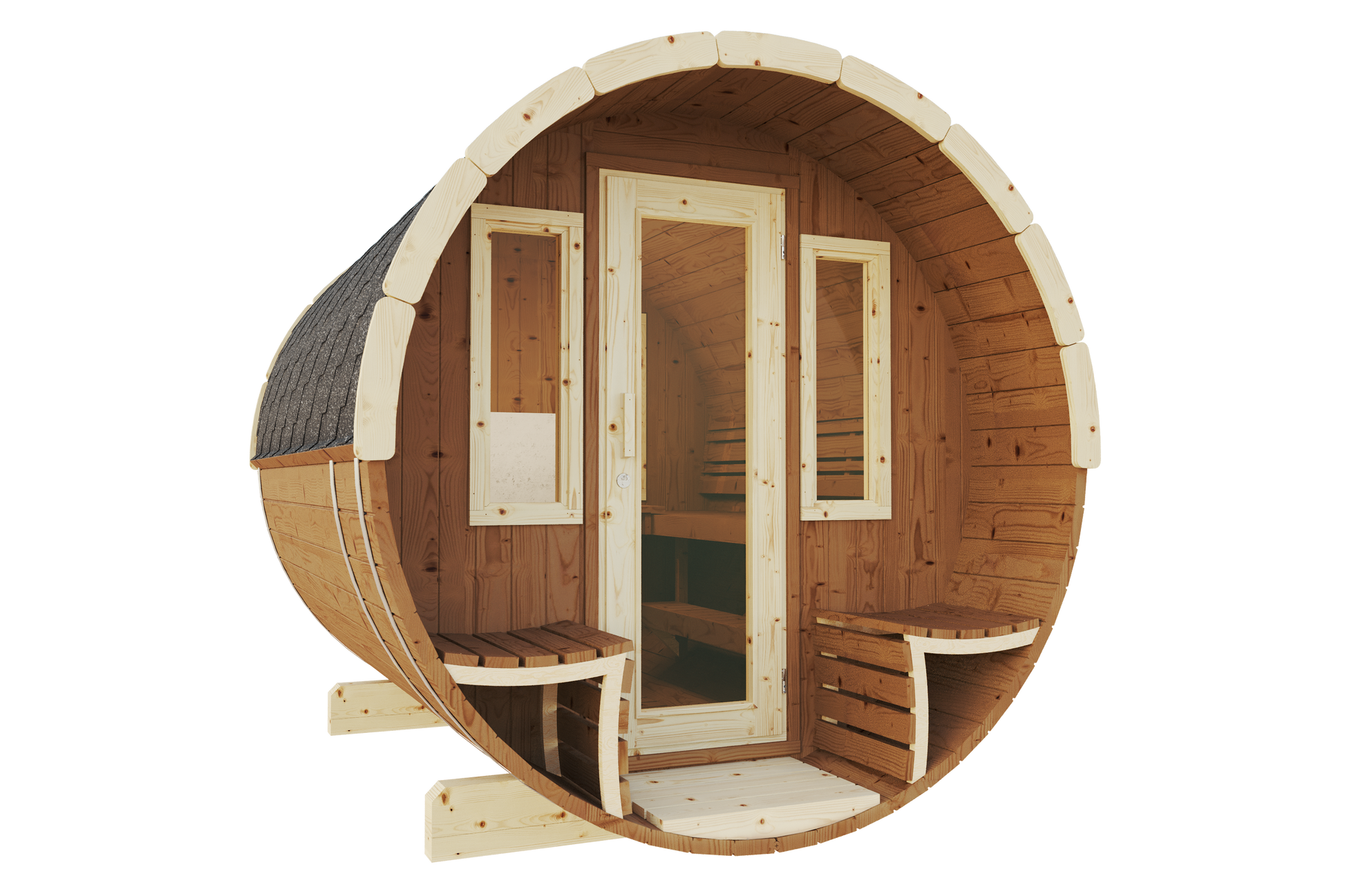 SaunaSupply ITI 330 Deluxe Thermowood Outdoor Barrel Sauna - 8 People