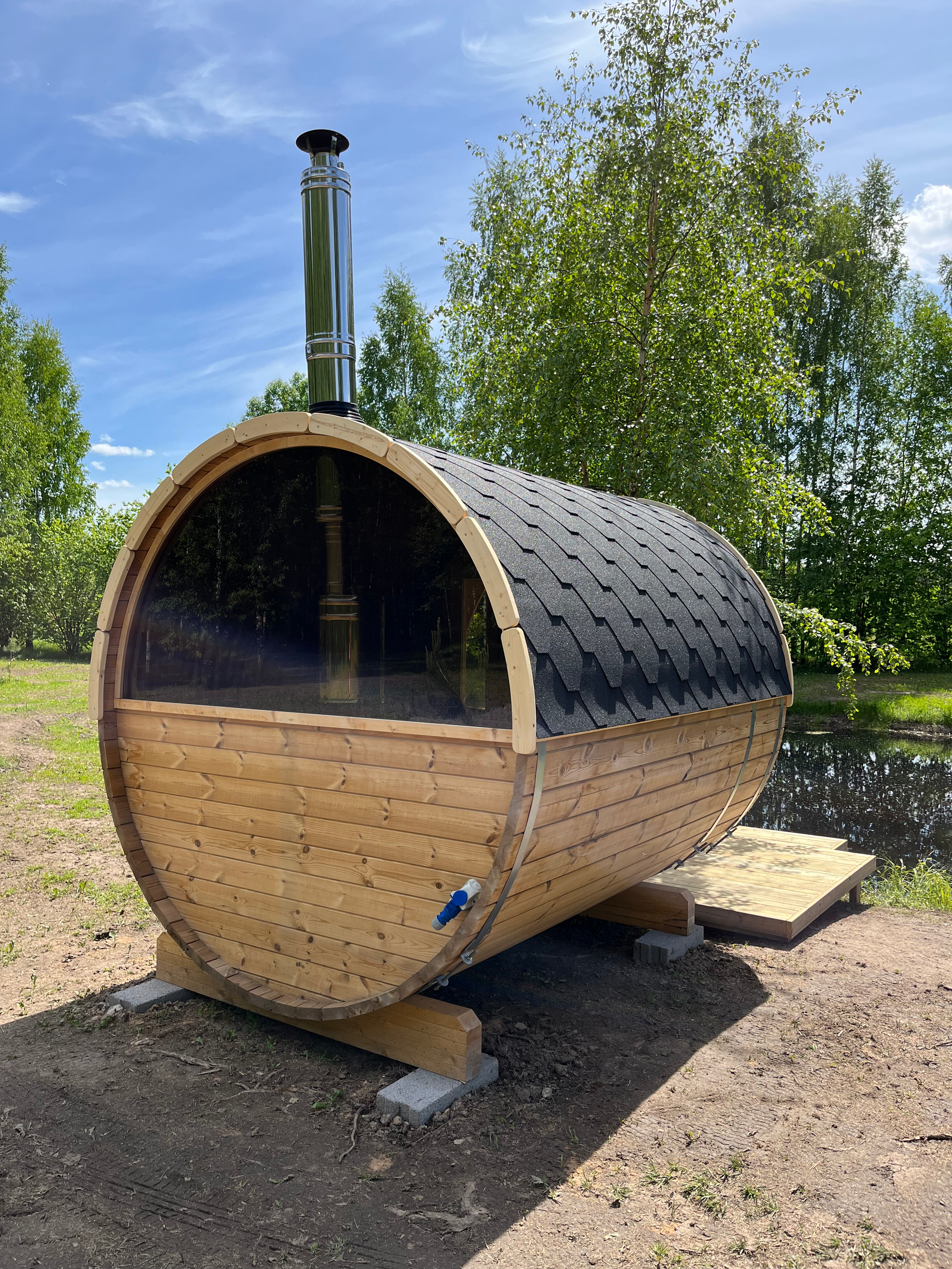 SaunaSupply ITI 280 Deluxe Thermowood Outdoor Barrel Sauna - 8 People
