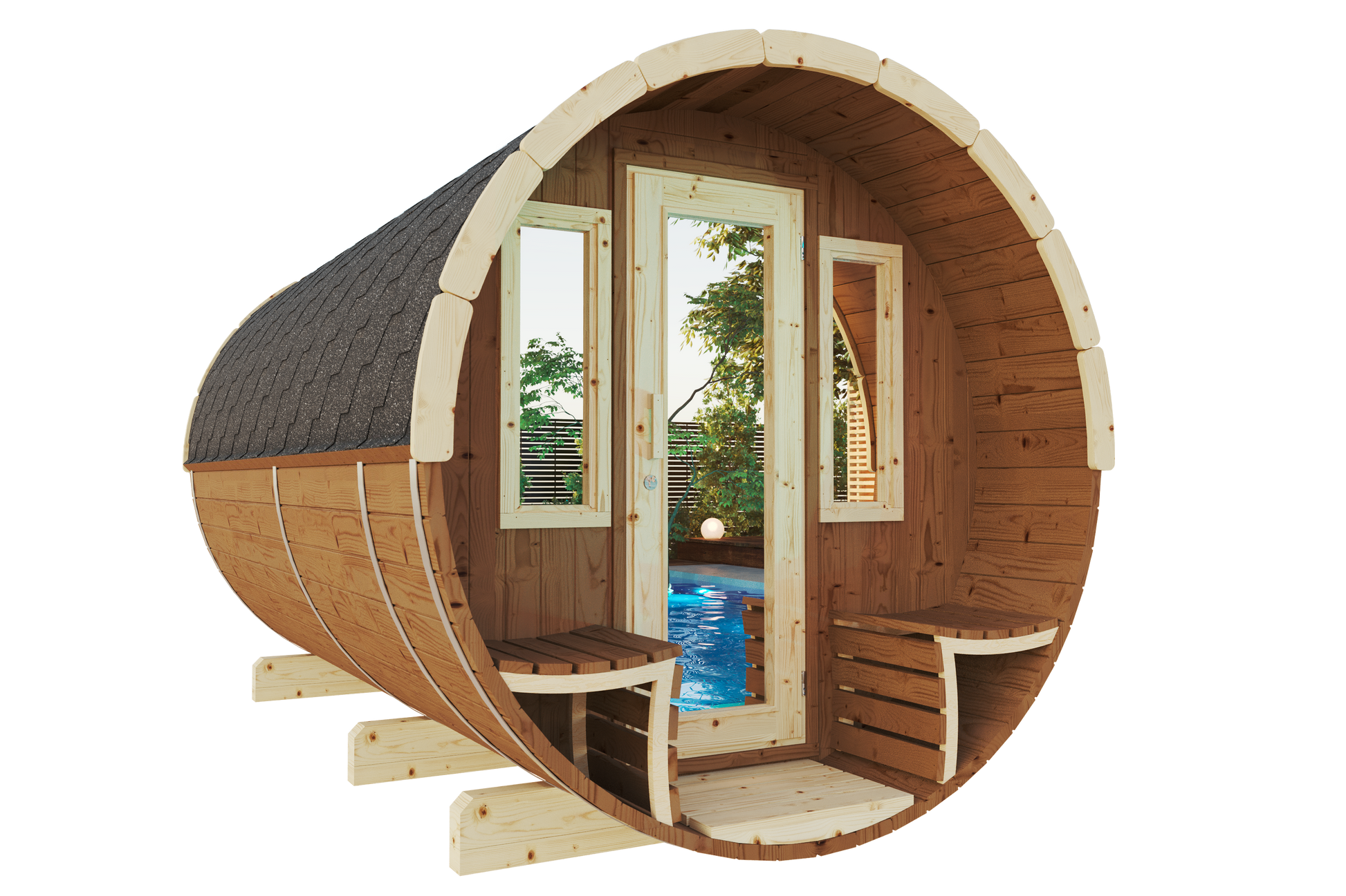 SaunaSupply ITI 400 Deluxe Thermowood Outdoor Barrel Sauna - 8 People
