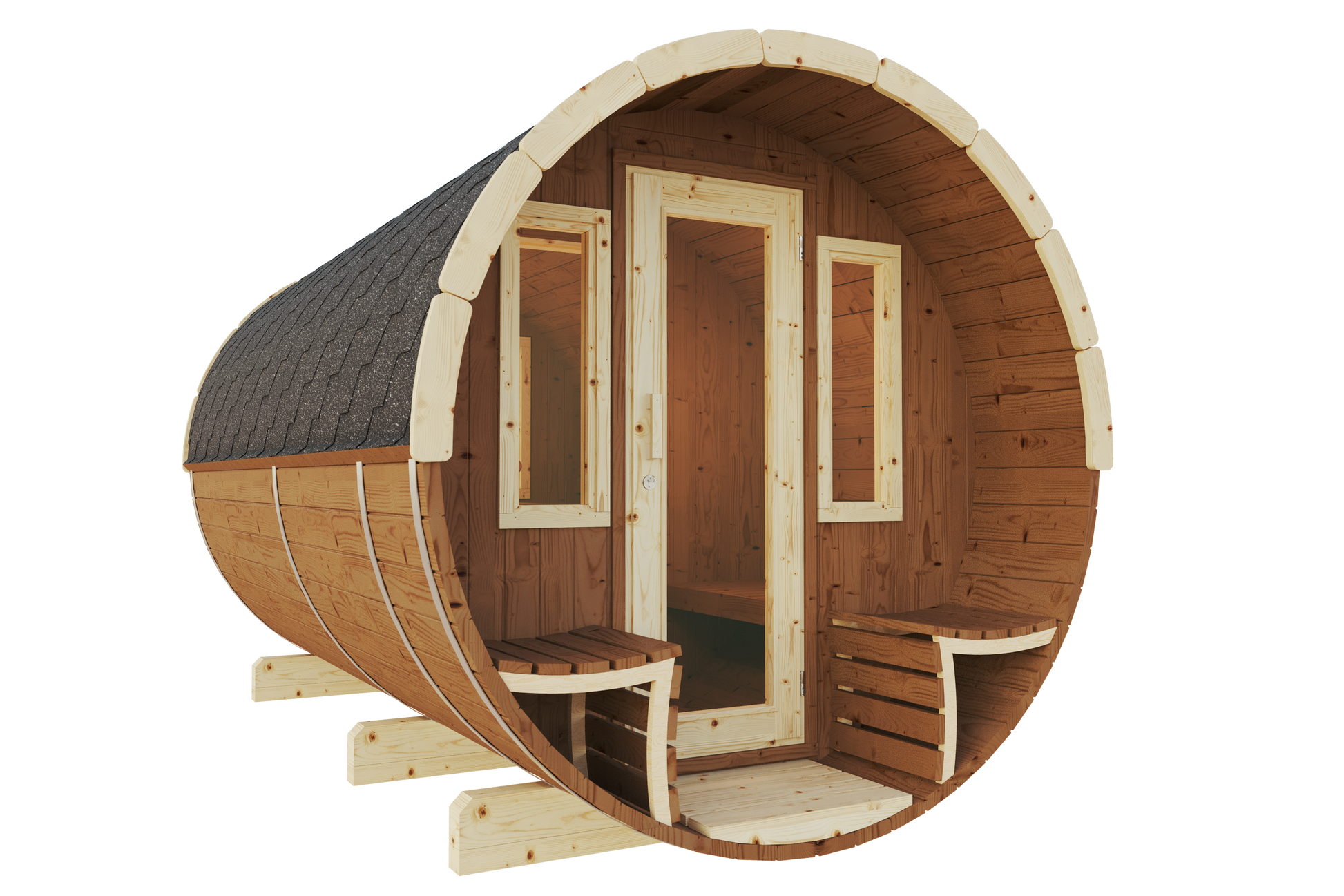 SaunaSupply ITI 400 Deluxe Thermowood Outdoor Barrel Sauna - 8 People