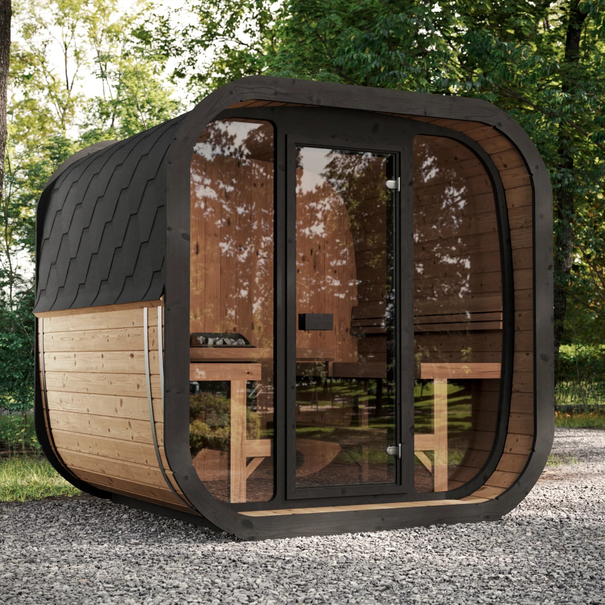 6 Person Extra Large Outdoor Premium Thermowood Cube Sauna - HELK Edition | Home & Garden | Includes SupiOil Protection