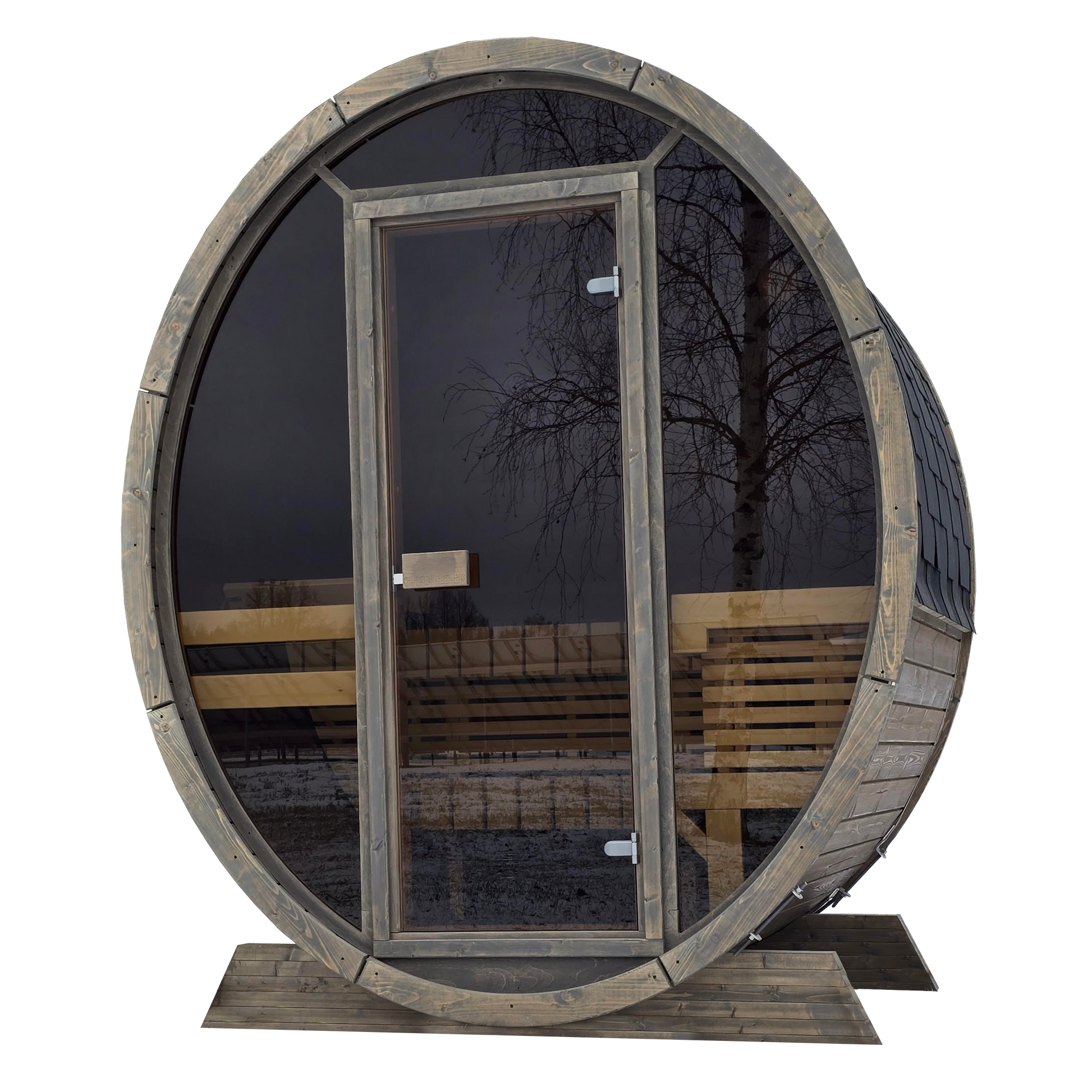 SaunaSupply KLAABU Deluxe Thermowood Outdoor Barrel Sauna - 4 People