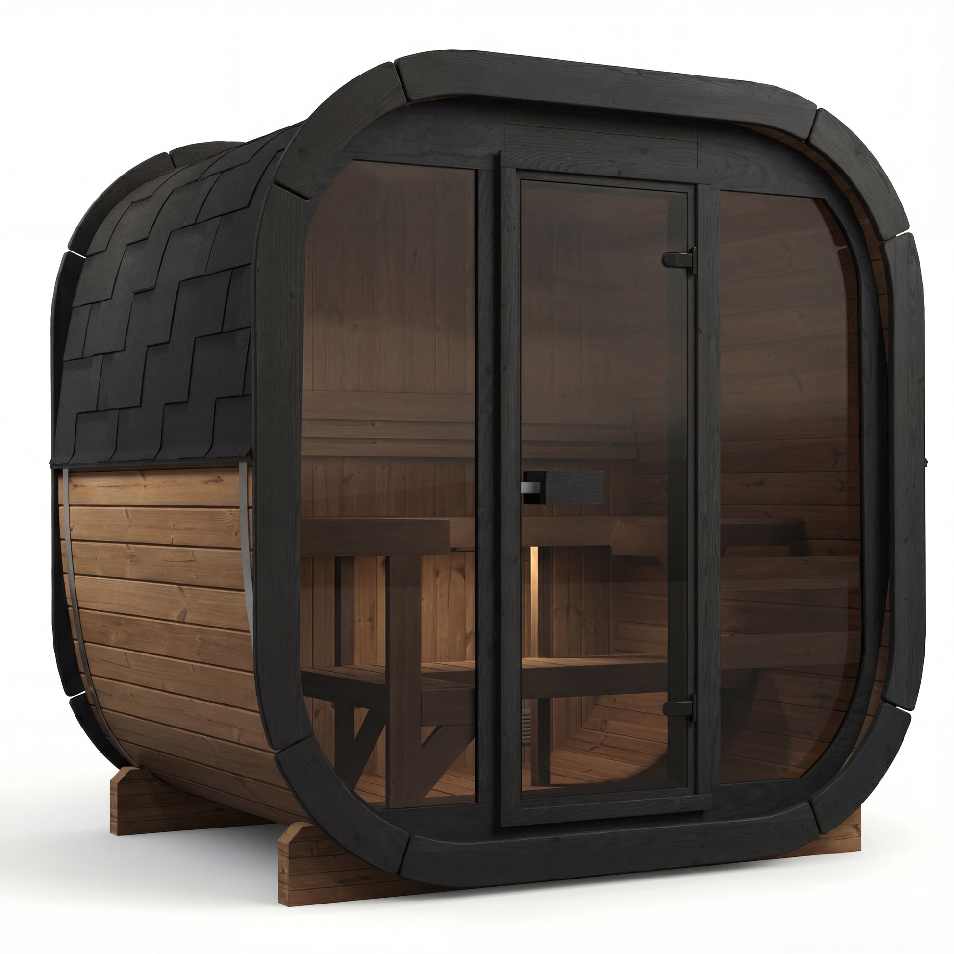 SaunaSupply 3-4 Person Large Outdoor Thermowood Cube Sauna - ALASKA Edition | Includes Heater & Accessories