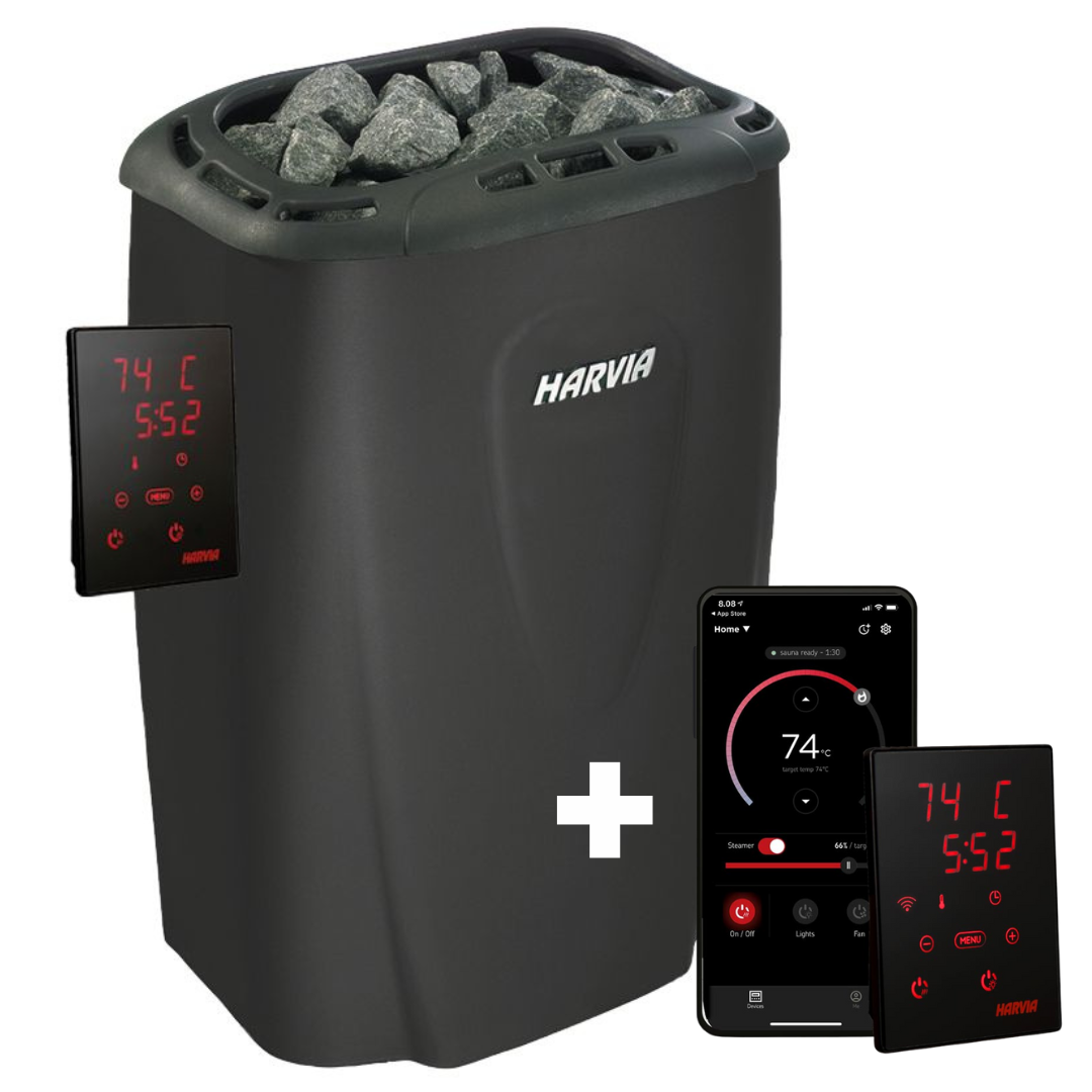 Electric Sauna Heater Harvia Moderna V45XE 4,5 kW Black - With Controls + WiFi Remote