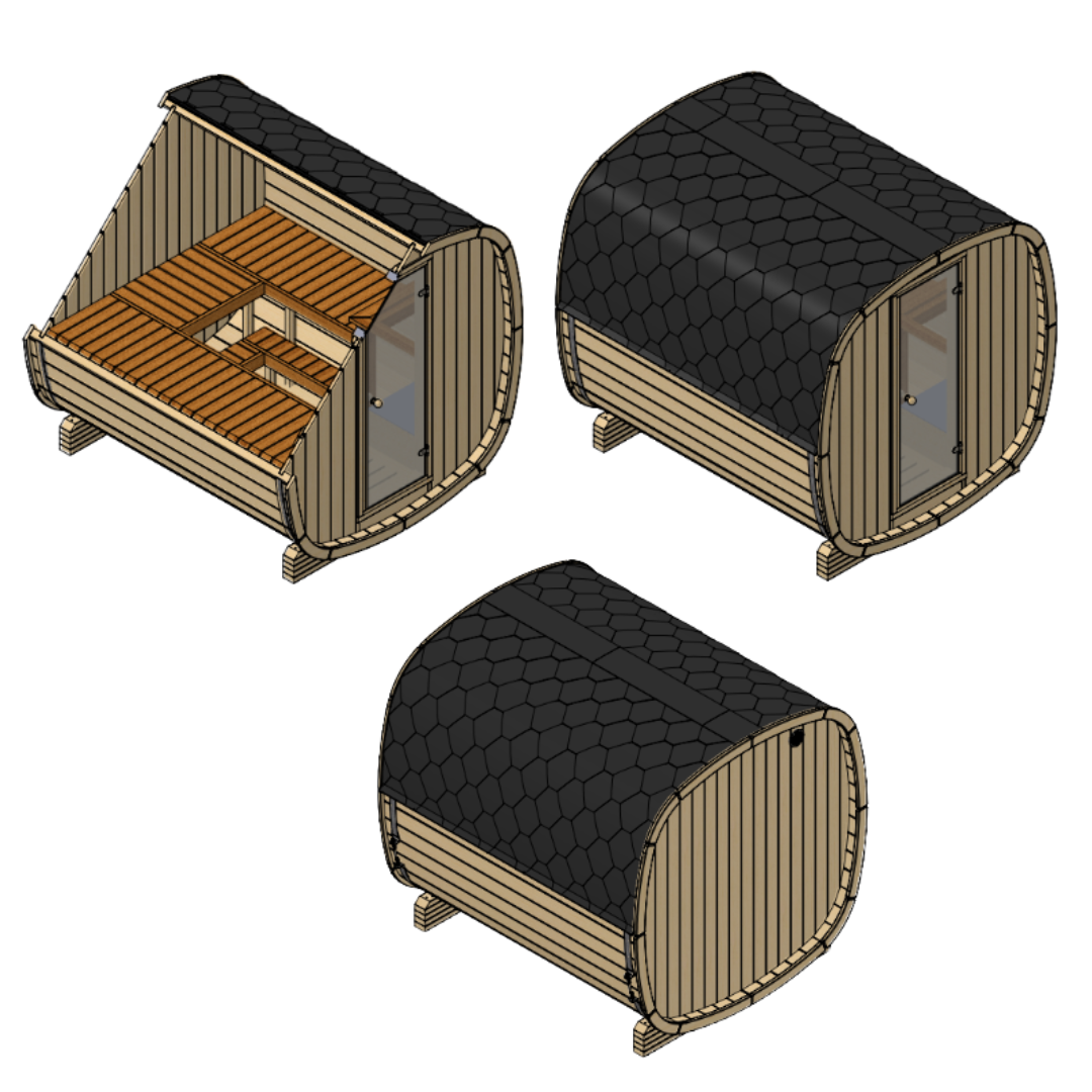 SaunaSupply UKU230 Cube Thermowood 6 Person Outdoor Sauna U - Includes Bucket, Ladle, Thermometor, SupiOil