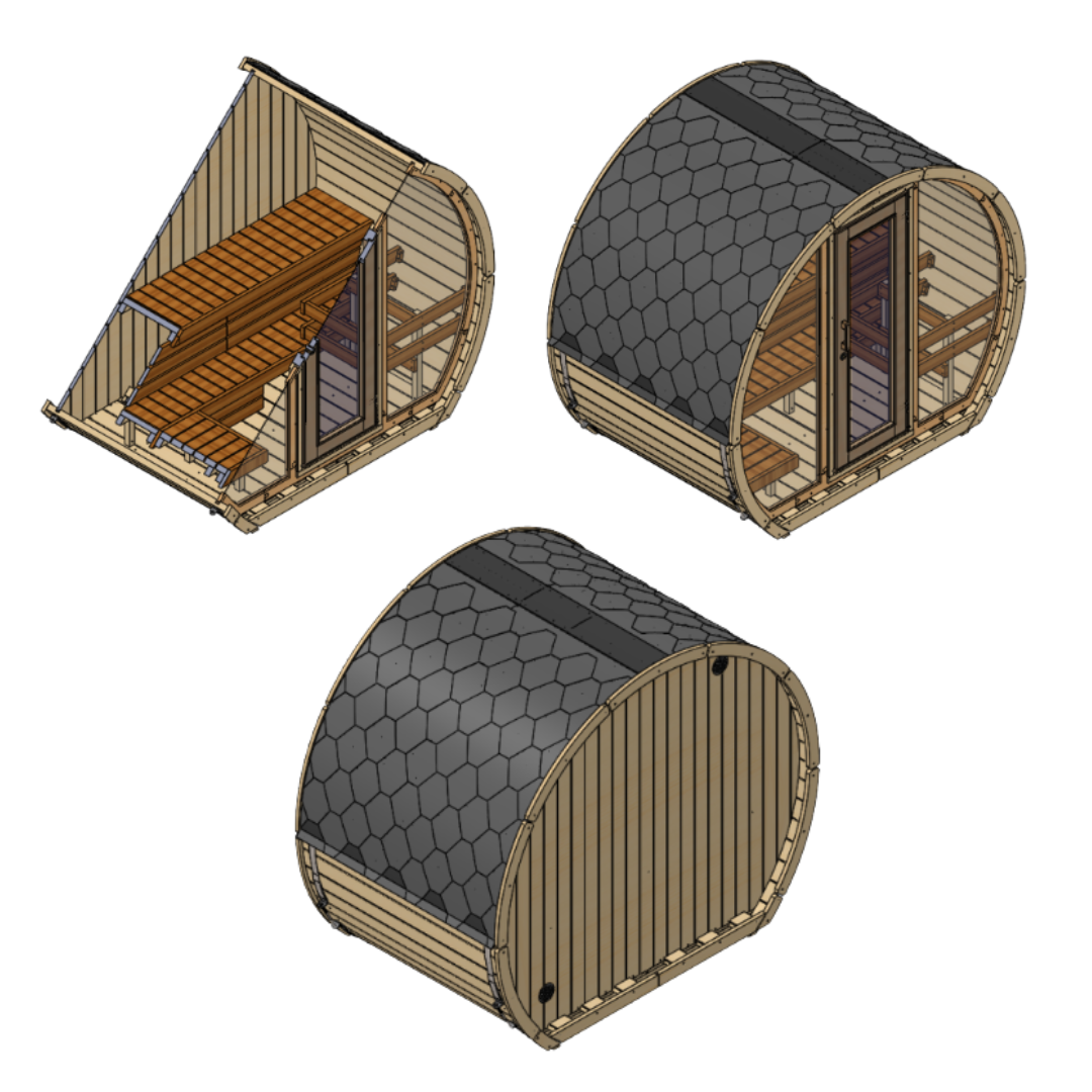 SaunaSupply SUSI 160 Thermowood 3 Person Outdoor Sauna - Includes Bucket, Ladle, Thermometor, SupiOil