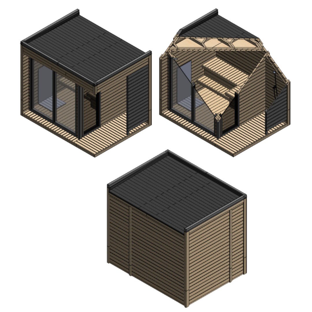 SaunaSupply AAPO Thermowood 4 Person Outdoor Sauna & Shower - Includes Bucket, Ladle, Thermometor, SupiOil