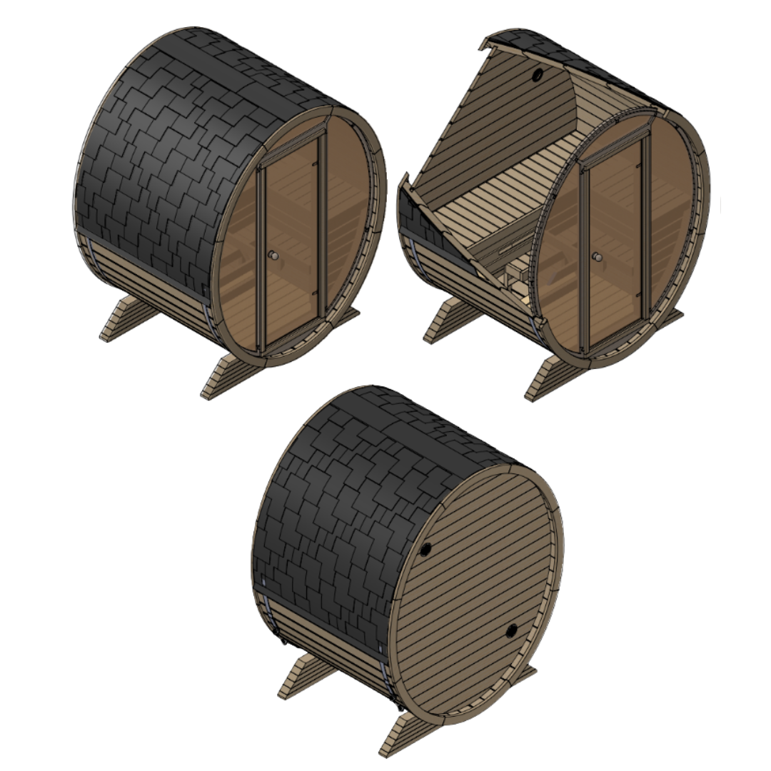 SaunaSupply KLAABU Deluxe Thermowood 4 Person Outdoor Sauna - Includes Bucket, Ladle, Thermometor, SupiOil