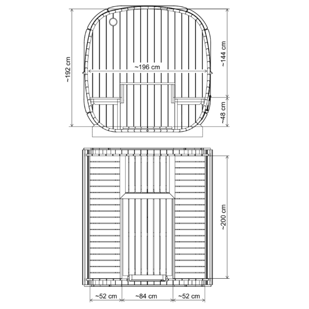 SaunaSupply EKE220 Cube Thermowood 6 Person Outdoor Sauna - Includes Bucket, Ladle, Thermometor, SupiOil