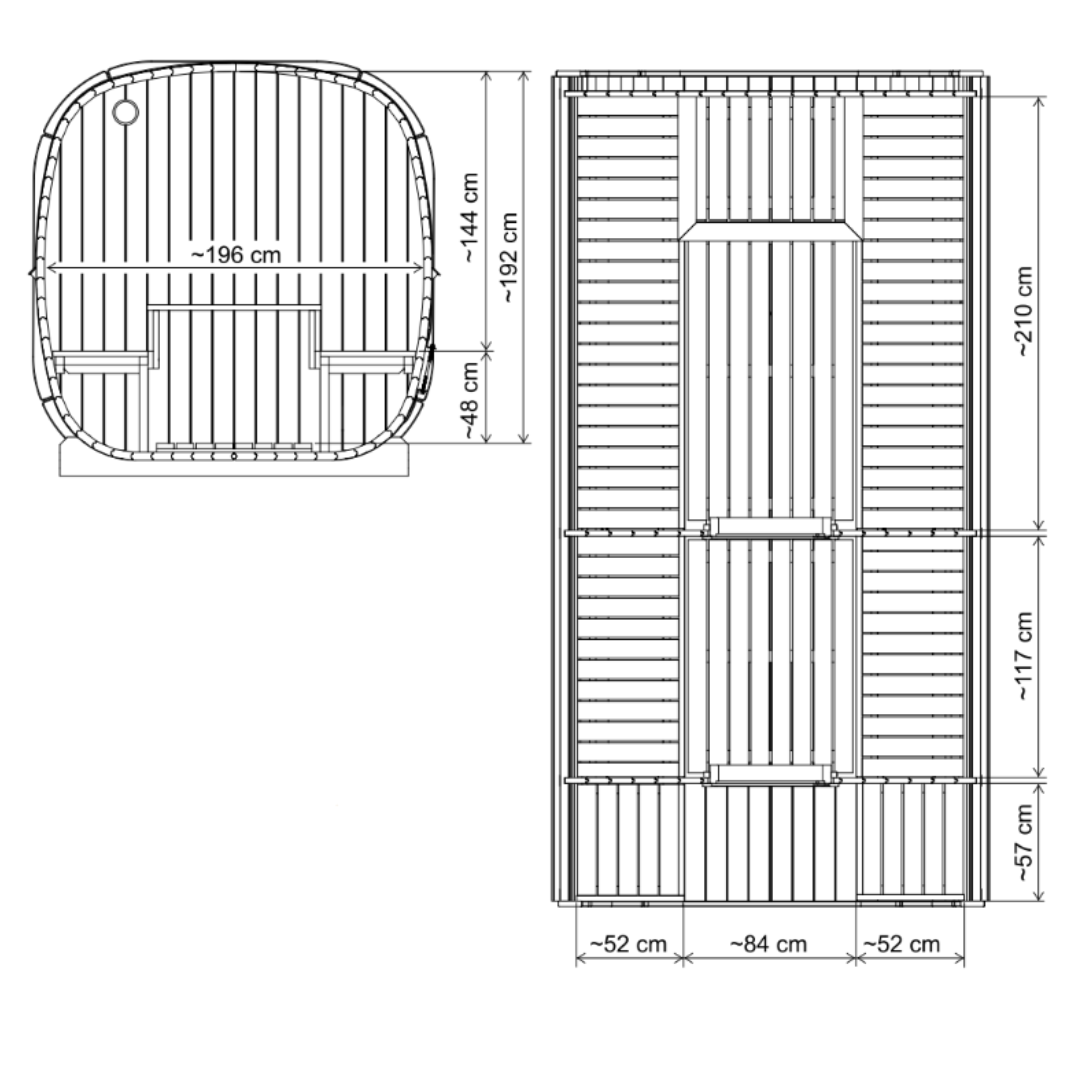 SaunaSupply EKE400 Cube Thermowood 10 Person Outdoor Sauna - Includes Bucket, Ladle, Thermometor, SupiOil