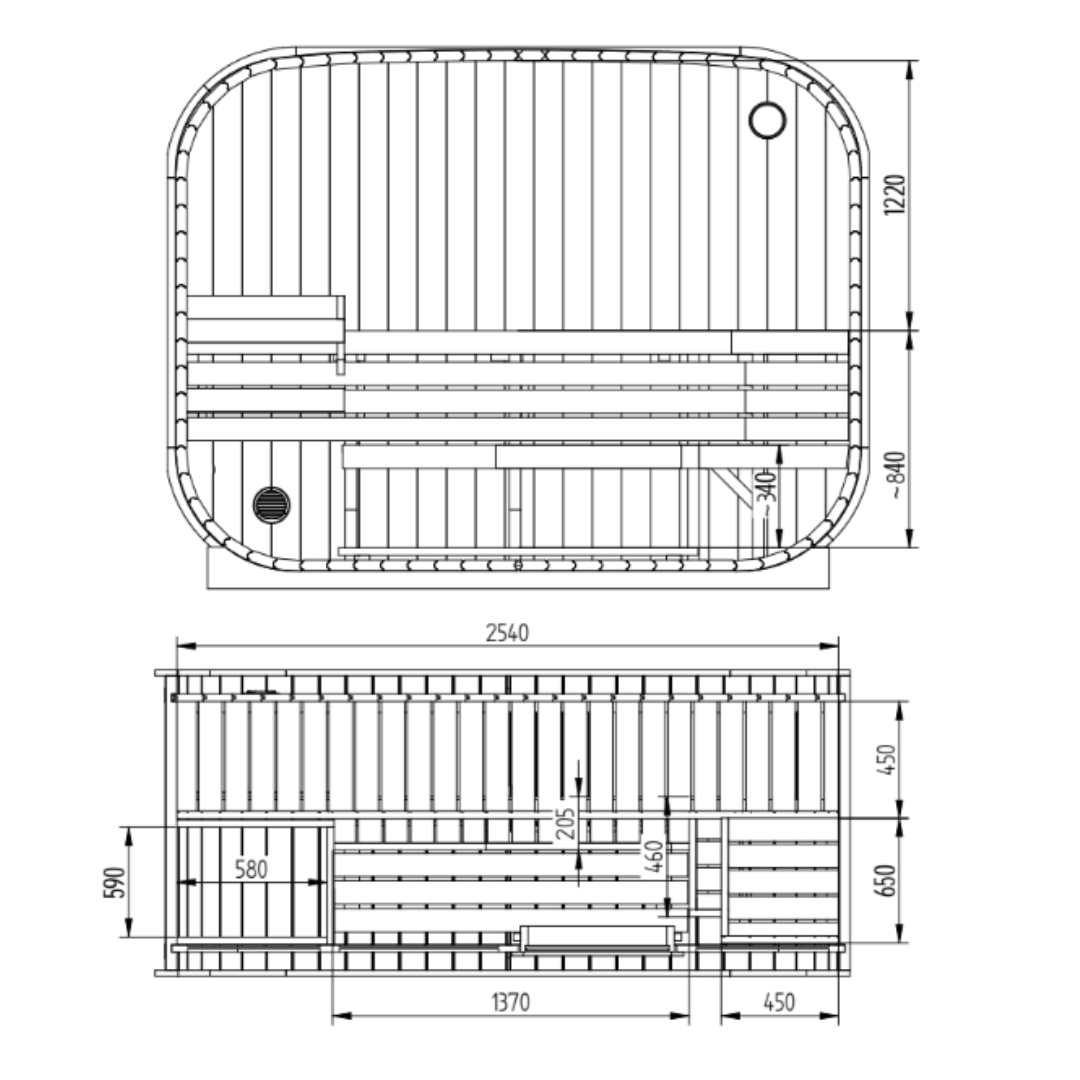 SaunaSupply ALLA H2 Thermowood 4 Person Outdoor Sauna - Includes Bucket, Ladle, Thermometor, SupiOil