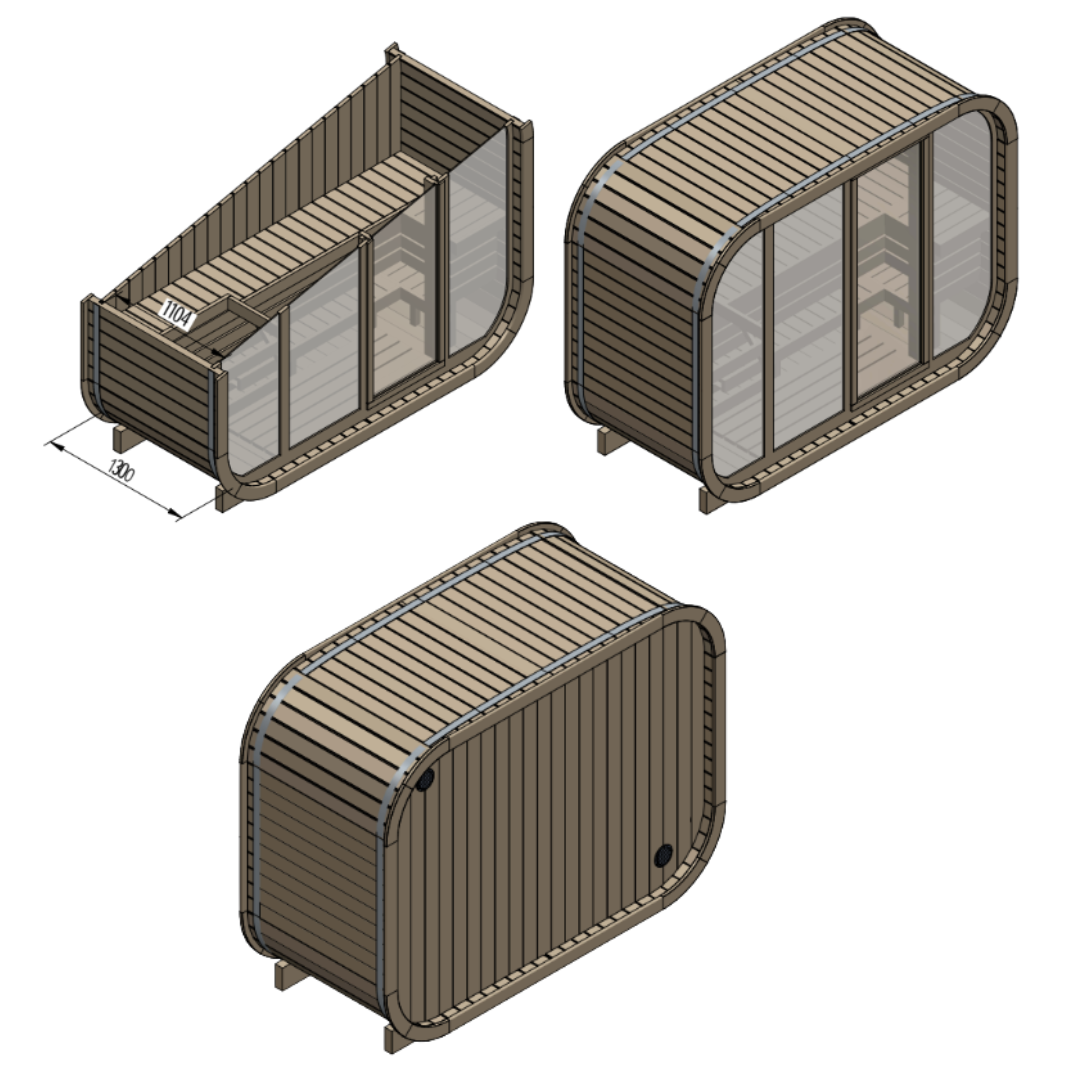 SaunaSupply ALLA H2 Thermowood 4 Person Outdoor Sauna - Includes Bucket, Ladle, Thermometor, SupiOil