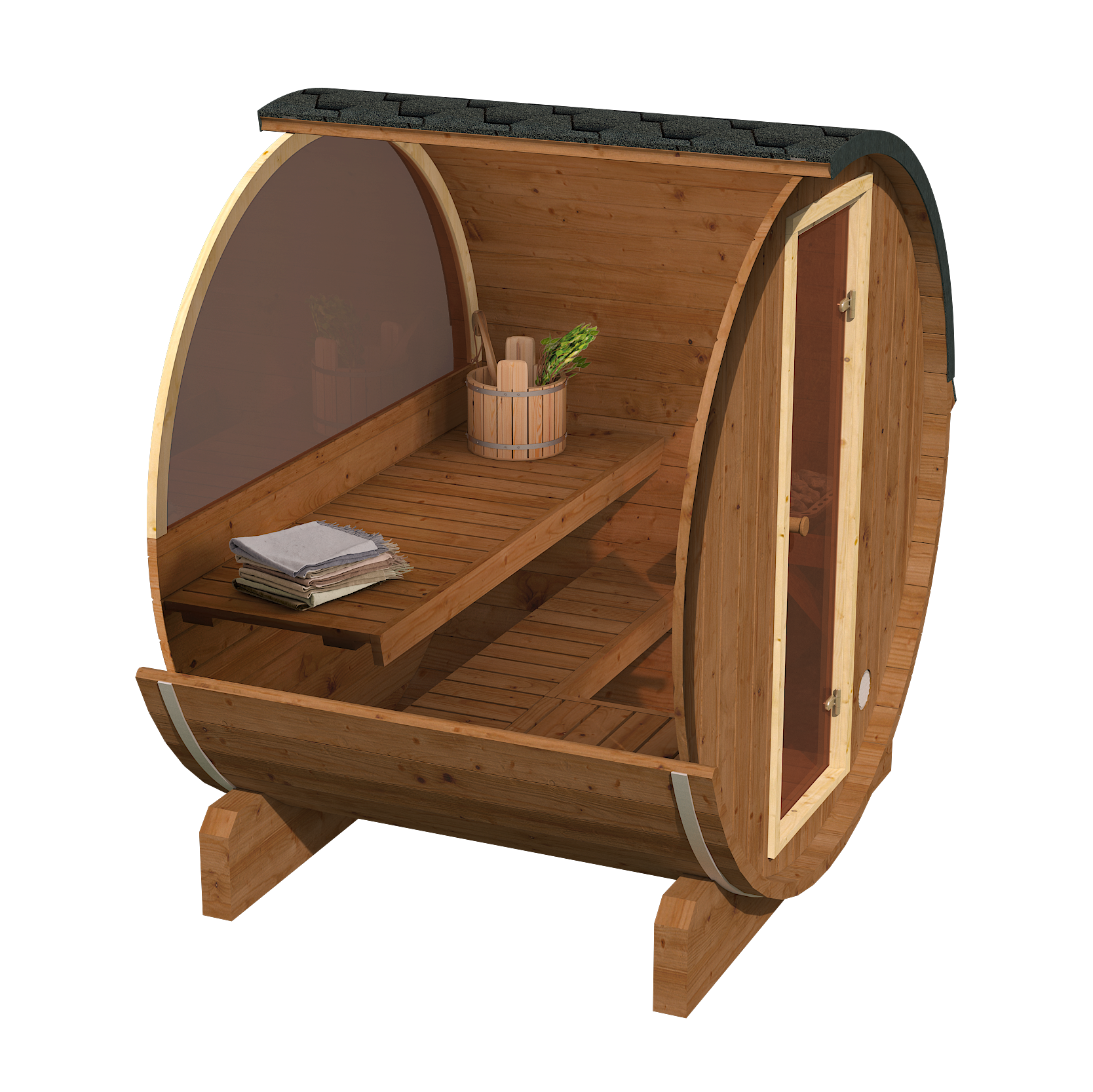 SaunaSupply EDA 160 Thermowood Outdoor Barrel Sauna - 4 Person