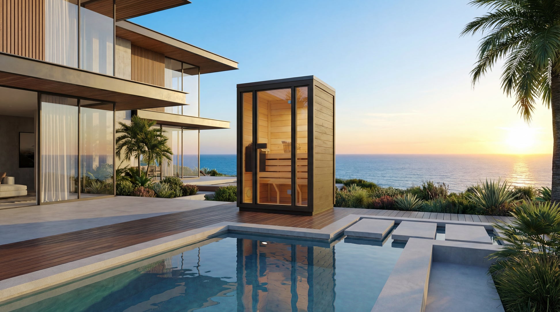 SaunaSupply 1-2 Person Outdoor Thermowood Cube Sauna - ELLA Compact Black Edition | Includes Heater & Accessories