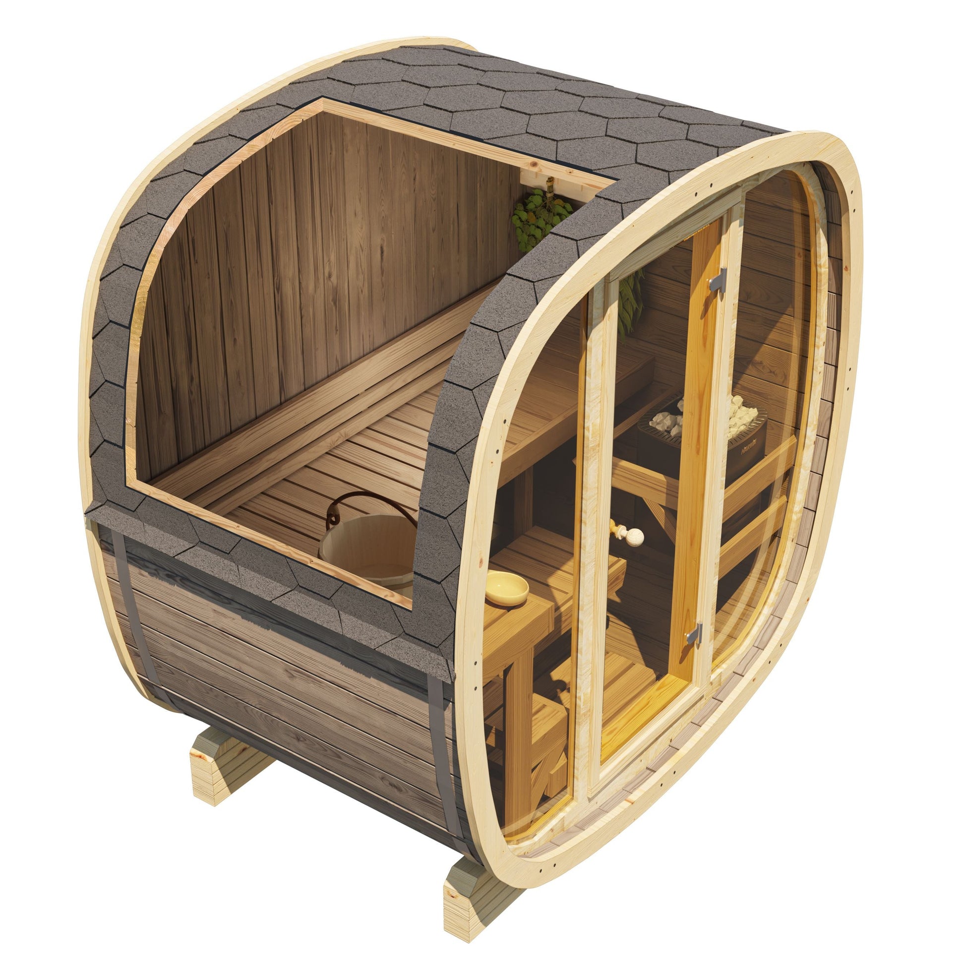 SaunaSupply UKU 130 Thermowood Outdoor Cube Sauna - 3/4 Person