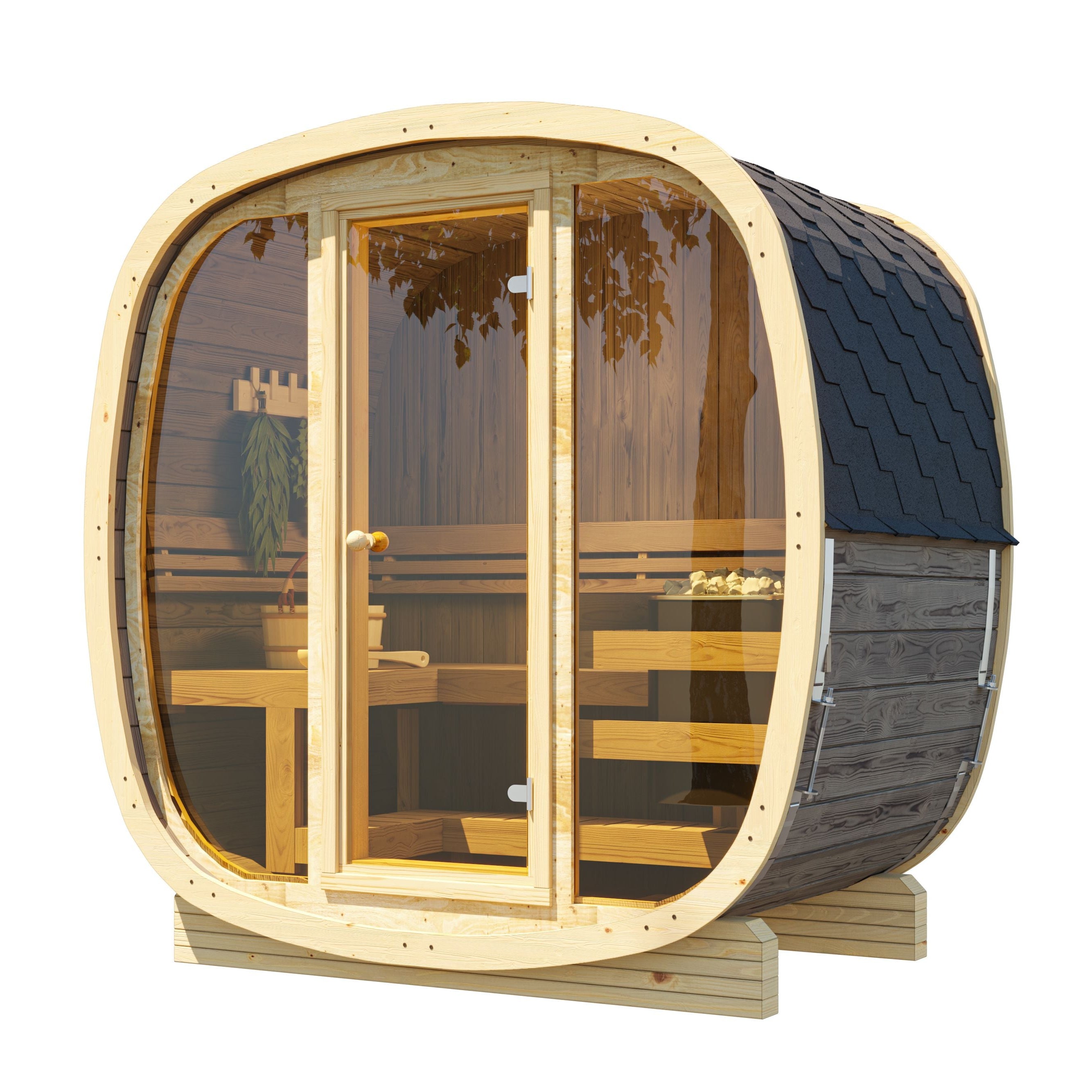 SaunaSupply UKU 130 Thermowood Outdoor Cube Sauna - 3/4 Person