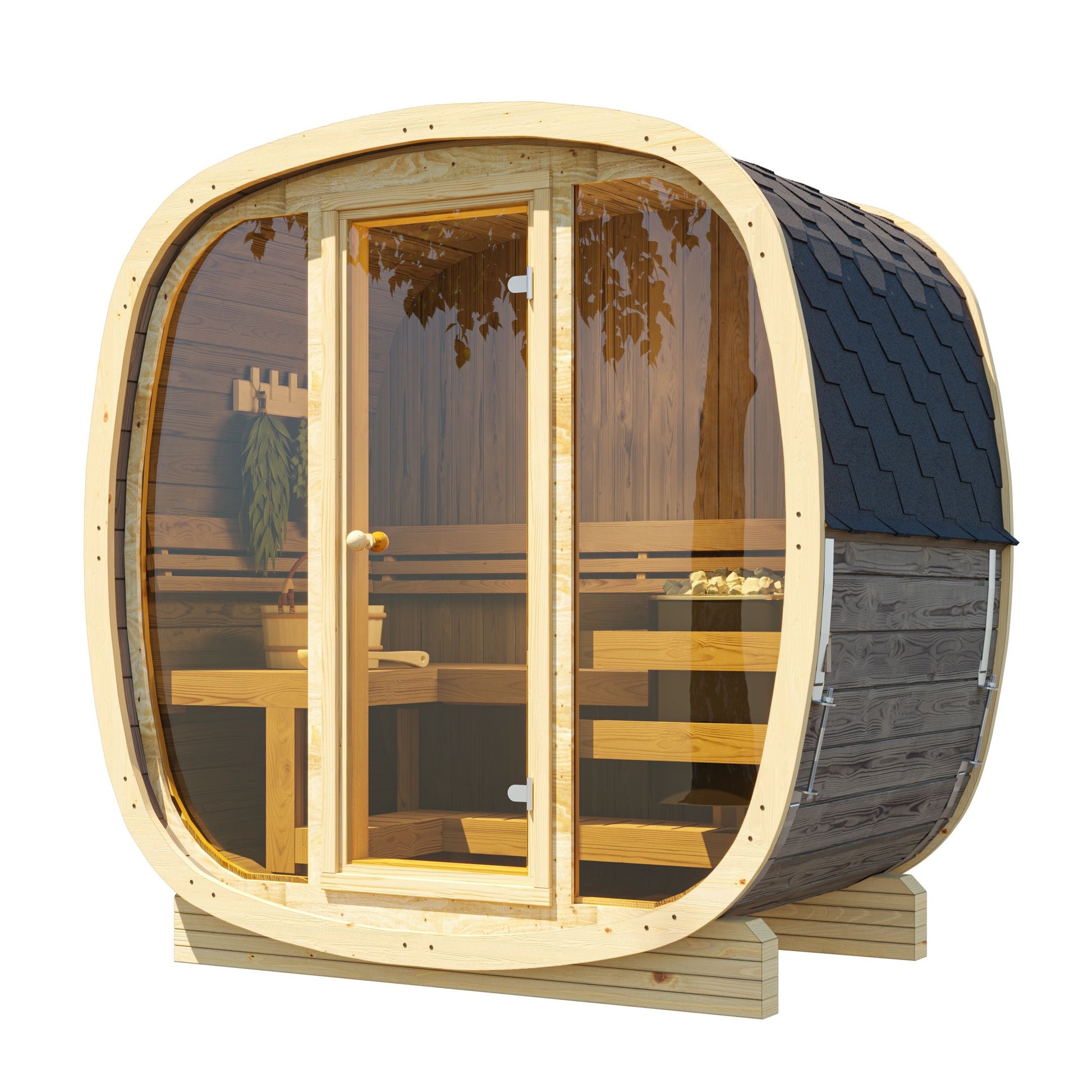 SaunaSupply UKU 130 Thermowood Outdoor Cube Sauna - 3/4 Person