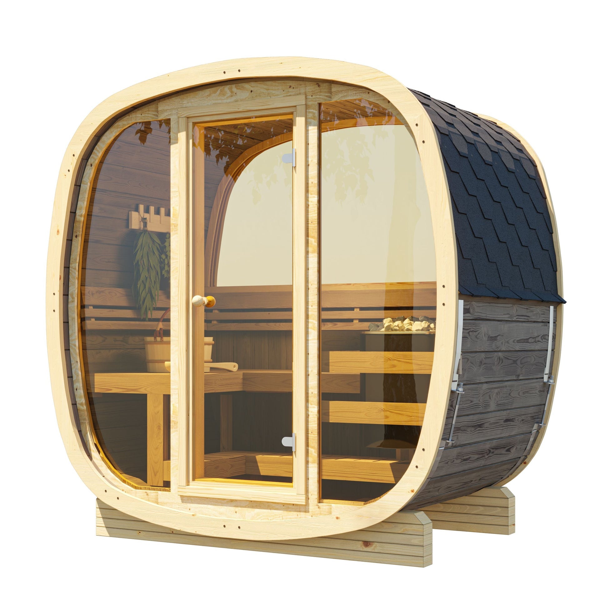 SaunaSupply UKU 130 Thermowood Outdoor Cube Sauna - 3/4 Person