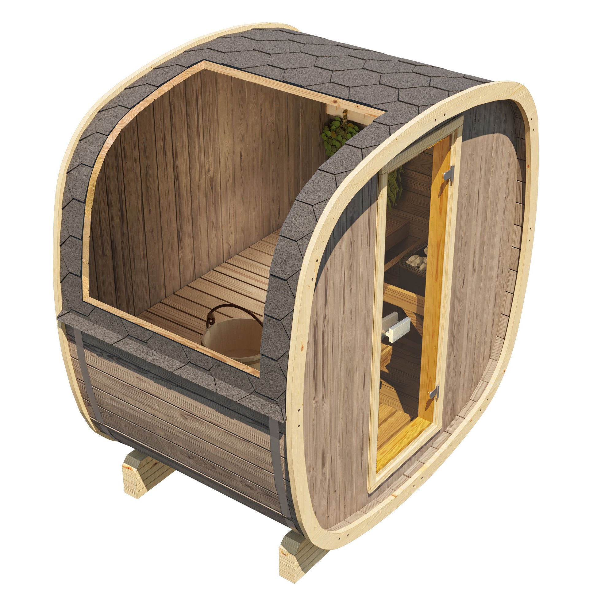 SaunaSupply UKU 130 Thermowood Outdoor Cube Sauna - 3/4 Person