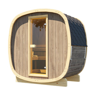 SaunaSupply UKU130 Cube Thermowood 4 Person Outdoor Sauna - Includes Bucket, Ladle, Thermometor, SupiOil