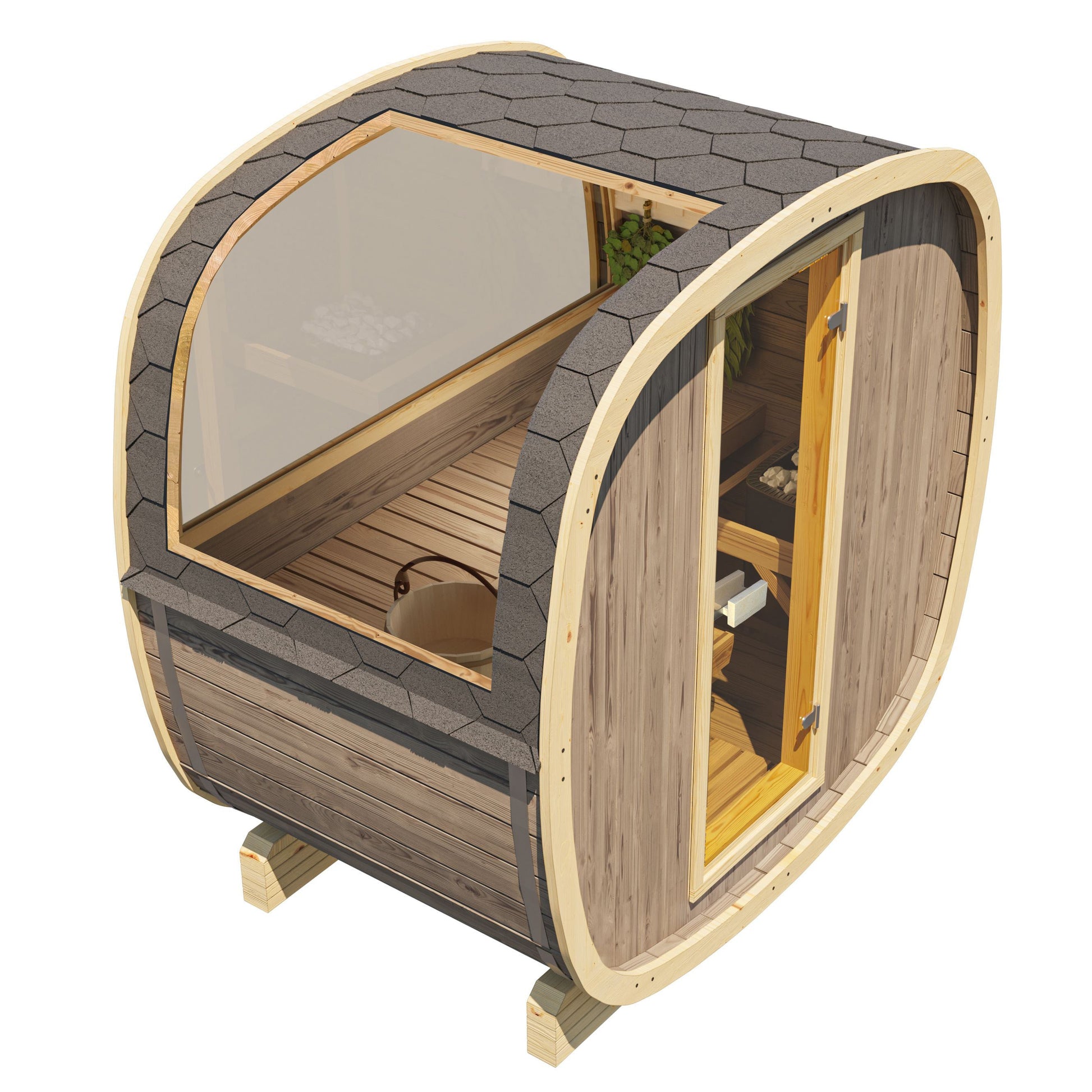 SaunaSupply UKU 130 Thermowood Outdoor Cube Sauna - 3/4 Person