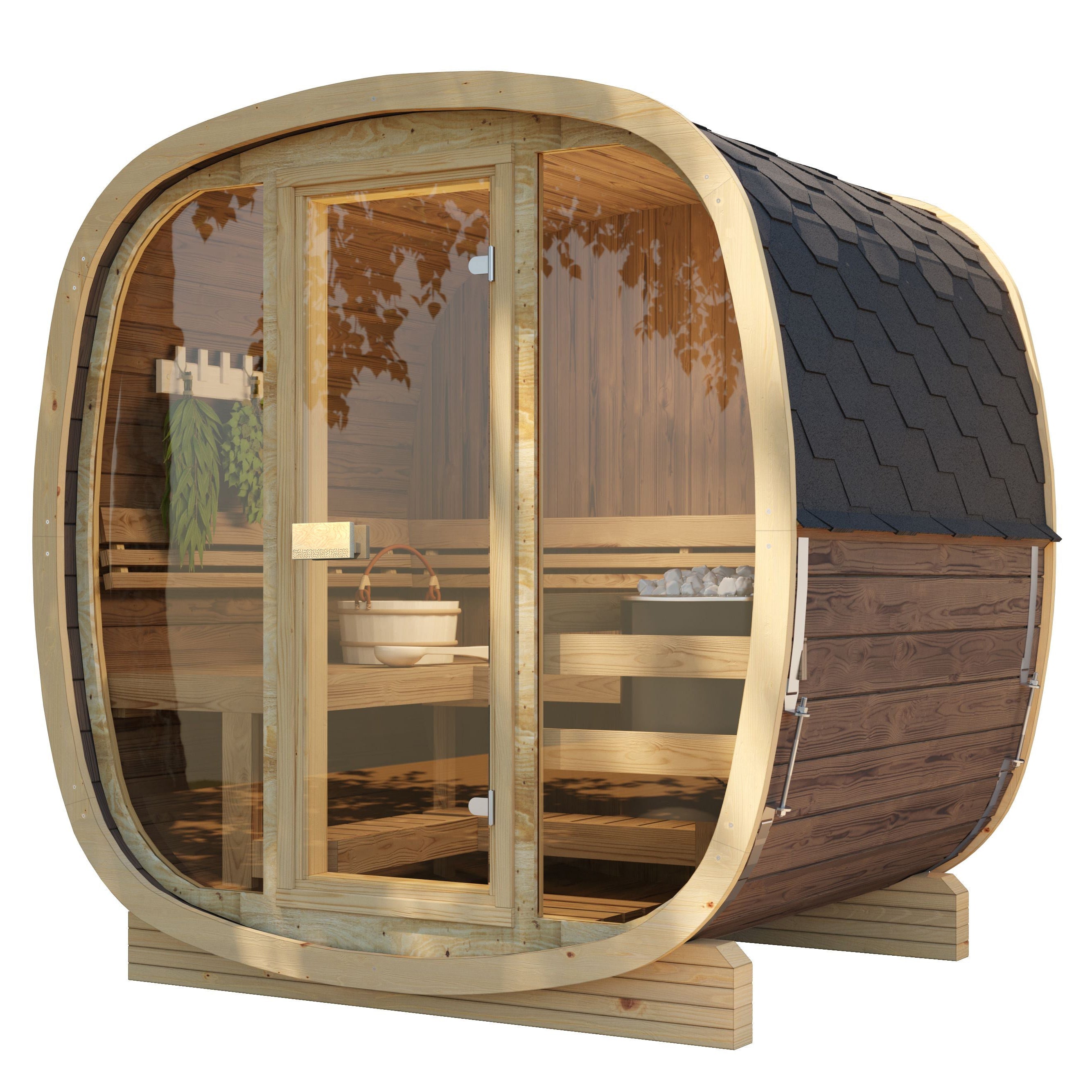 SaunaSupply UKU 160 Thermowood Outdoor Cube Sauna - 3/4 Person