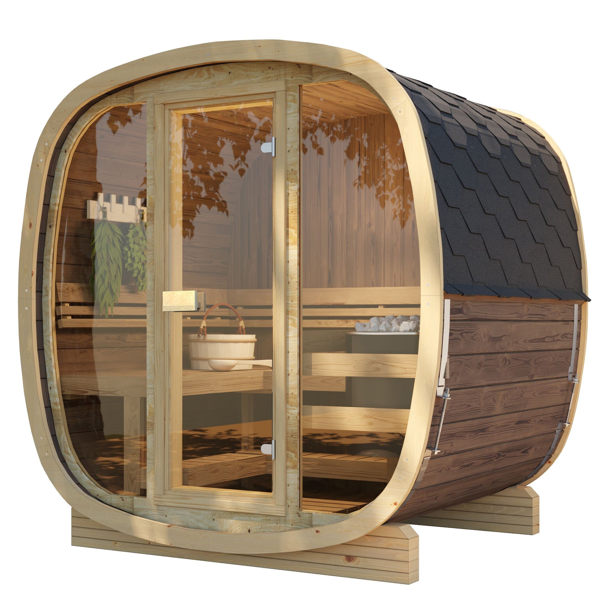 SaunaSupply UKU 160 Thermowood Outdoor Cube Sauna - 3/4 Person