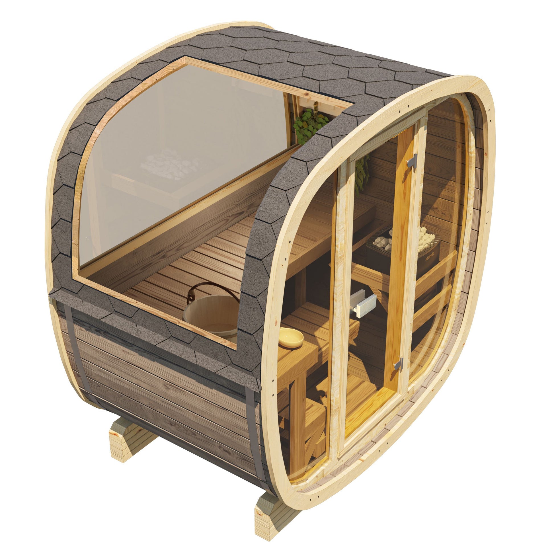 SaunaSupply UKU 130 Thermowood Outdoor Cube Sauna - 3/4 Person
