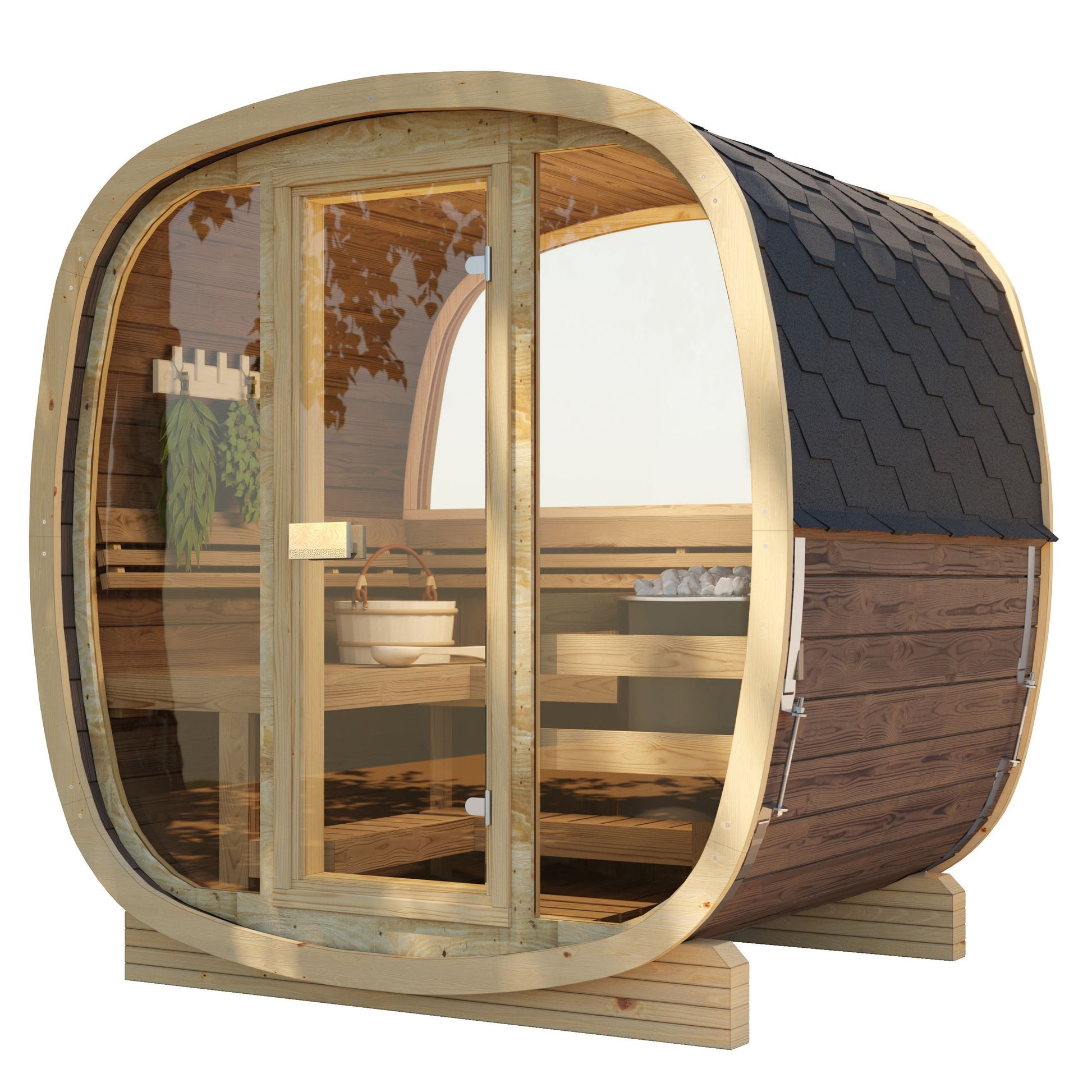 SaunaSupply UKU 160 Thermowood Outdoor Cube Sauna - 3/4 Person