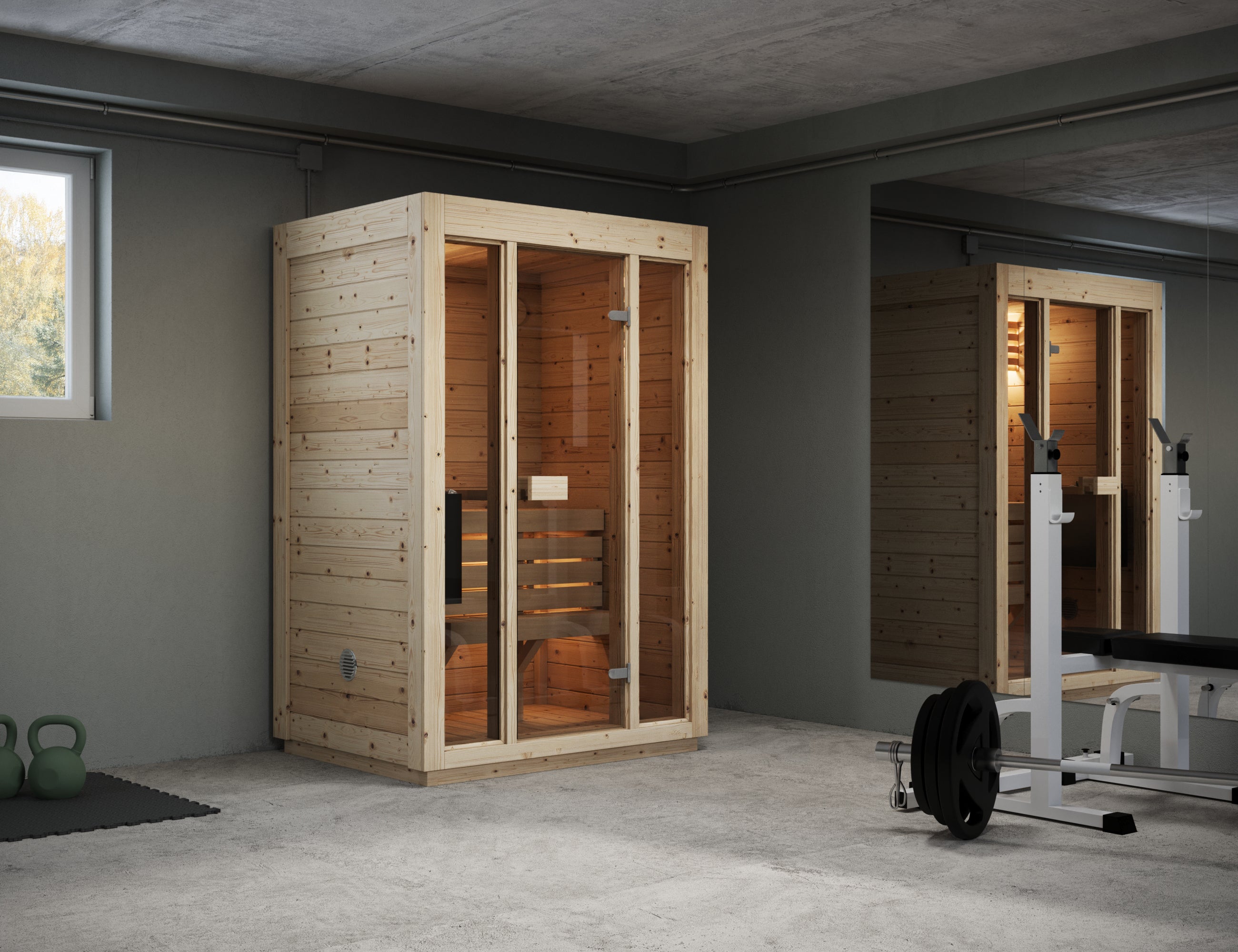 SaunaSupply 1-2 Person Dry Pine Indoor Sauna - ALLA Compact Edition | Includes Heater & Accessories