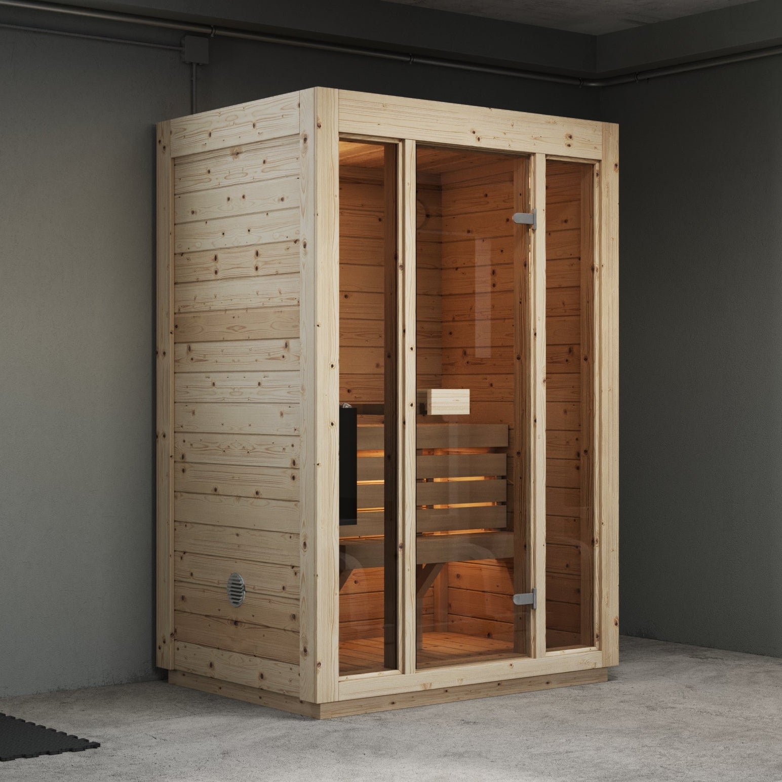 SaunaSupply 1-2 Person Dry Pine Indoor Sauna - ALLA Compact Edition | Includes Heater & Accessories