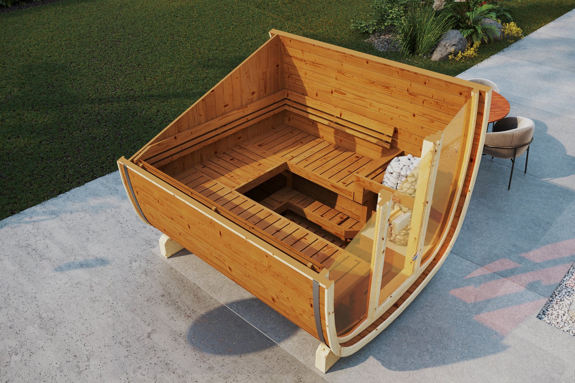 SaunaSupply UKU 230 Thermowood Outdoor Cube Sauna U - 3/4 Person